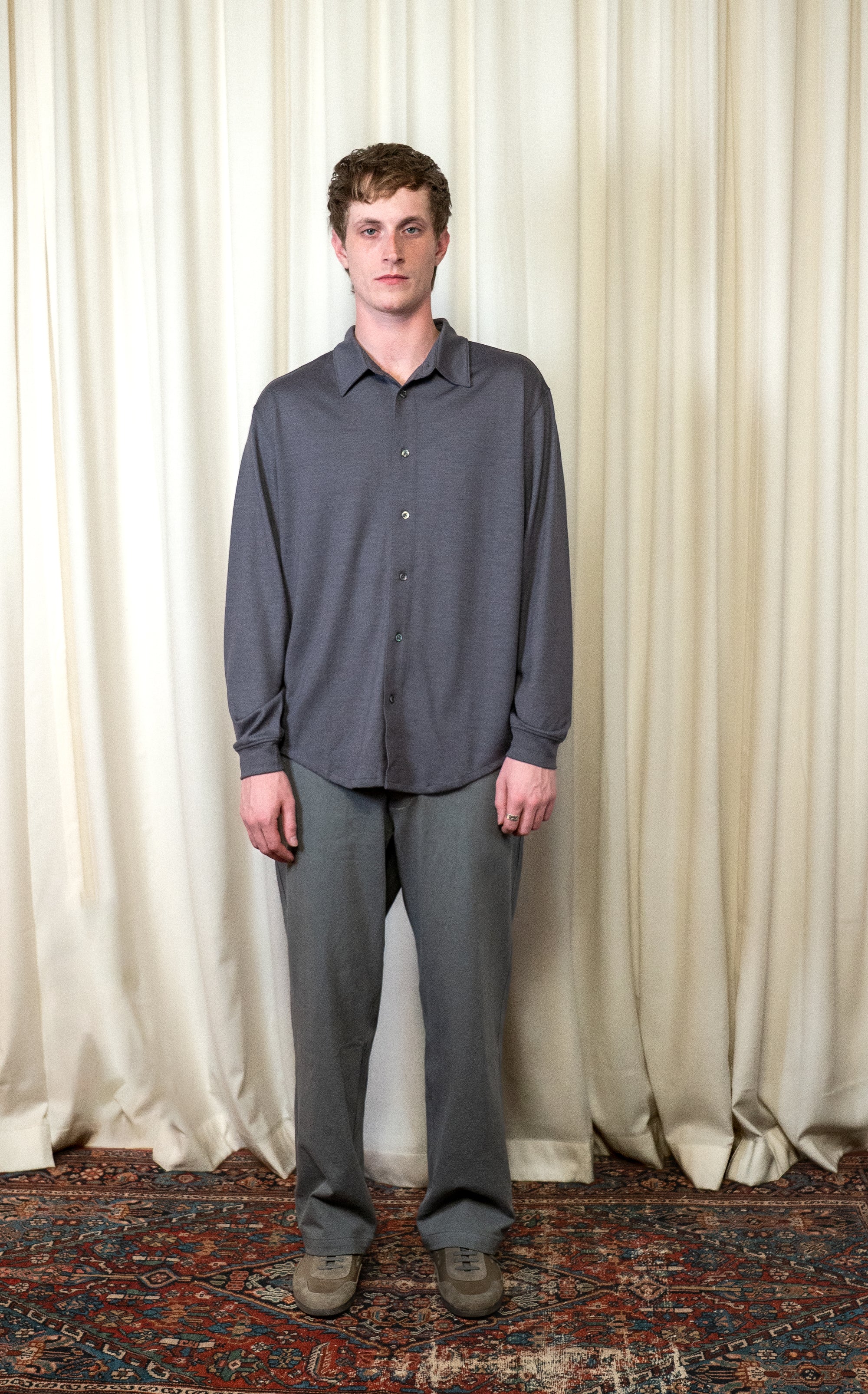 Slate Grey Wool Button Up