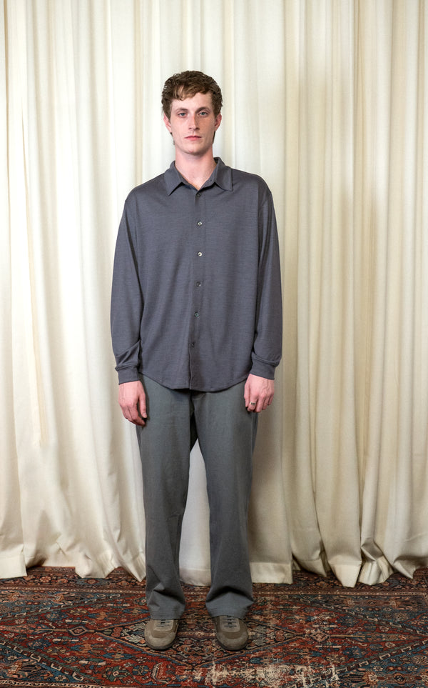 Slate Grey Wool Button Up