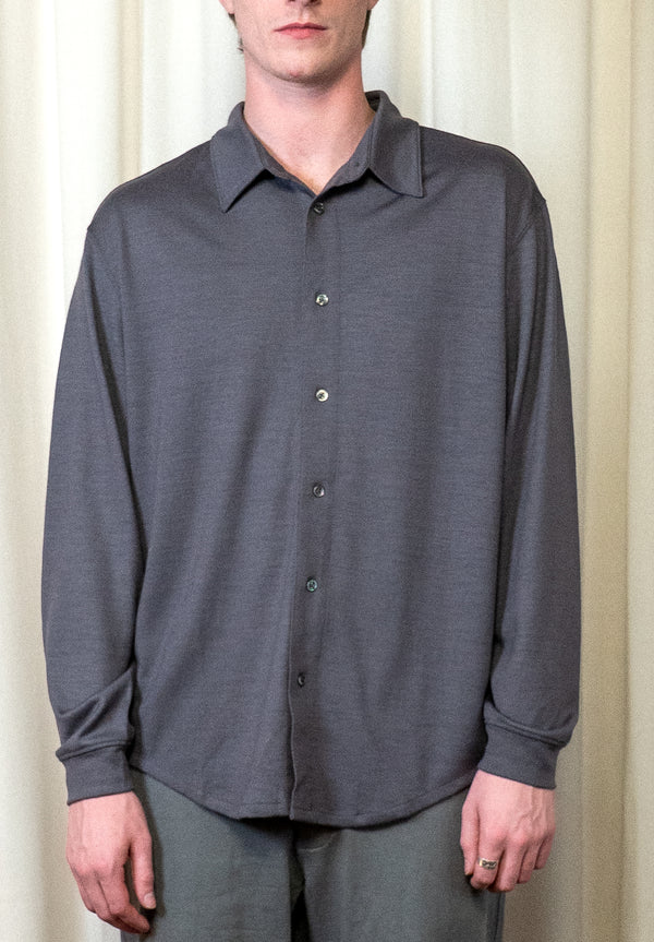 Slate Grey Wool Button Up