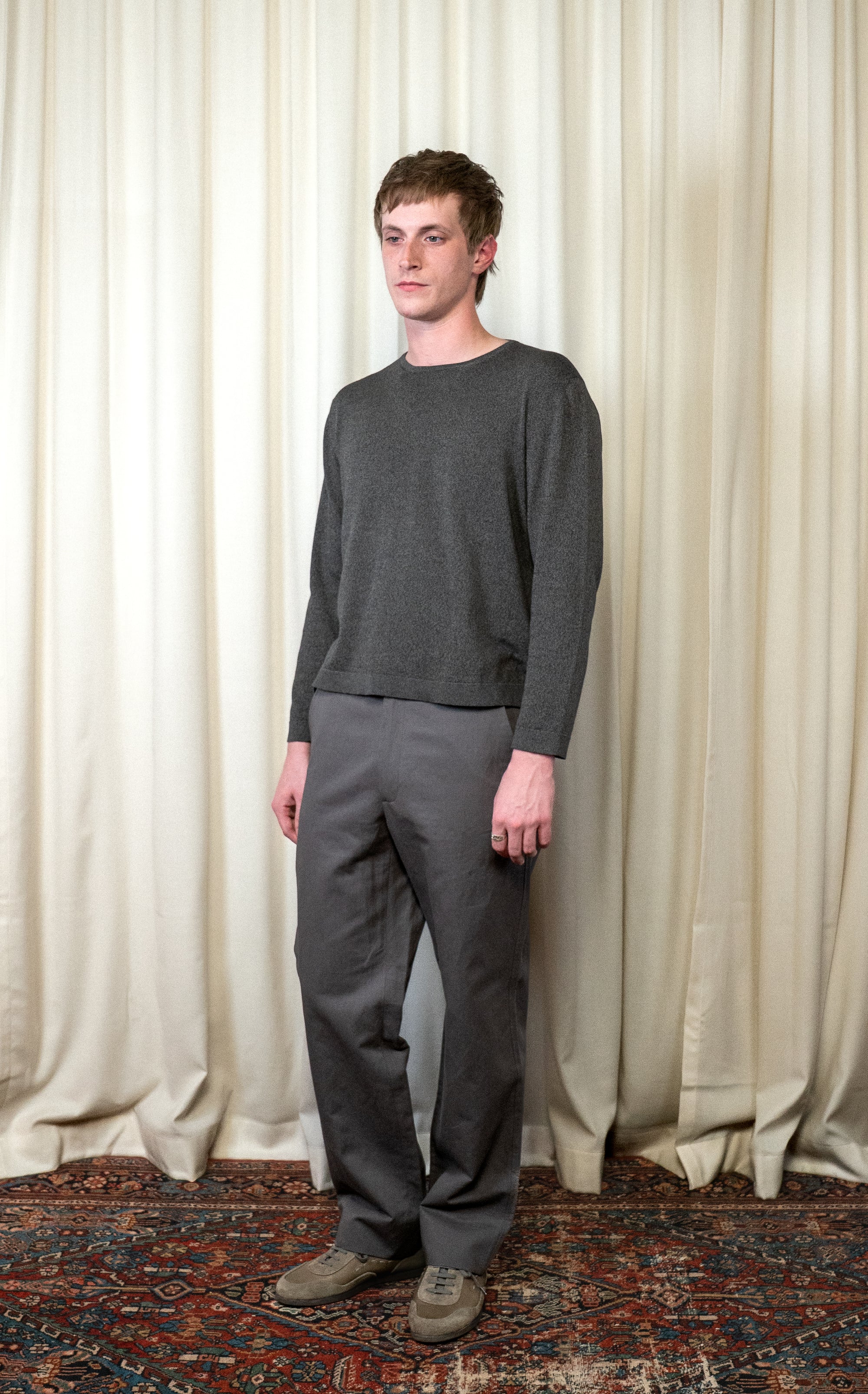 Charcoal Long Sleeve Knit Shirt