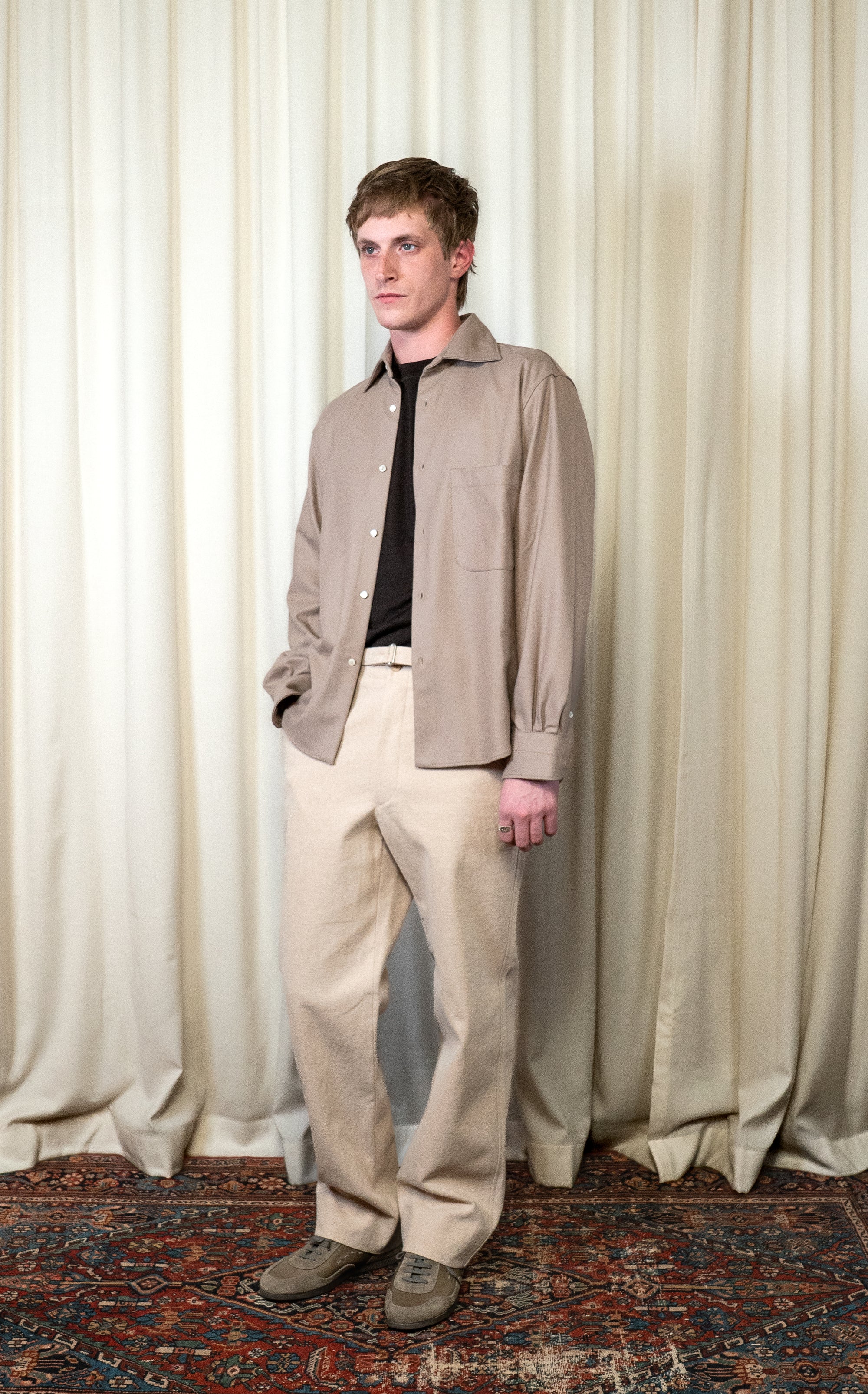 Nutmeg Spread Collar Pressed Flannel Shirt