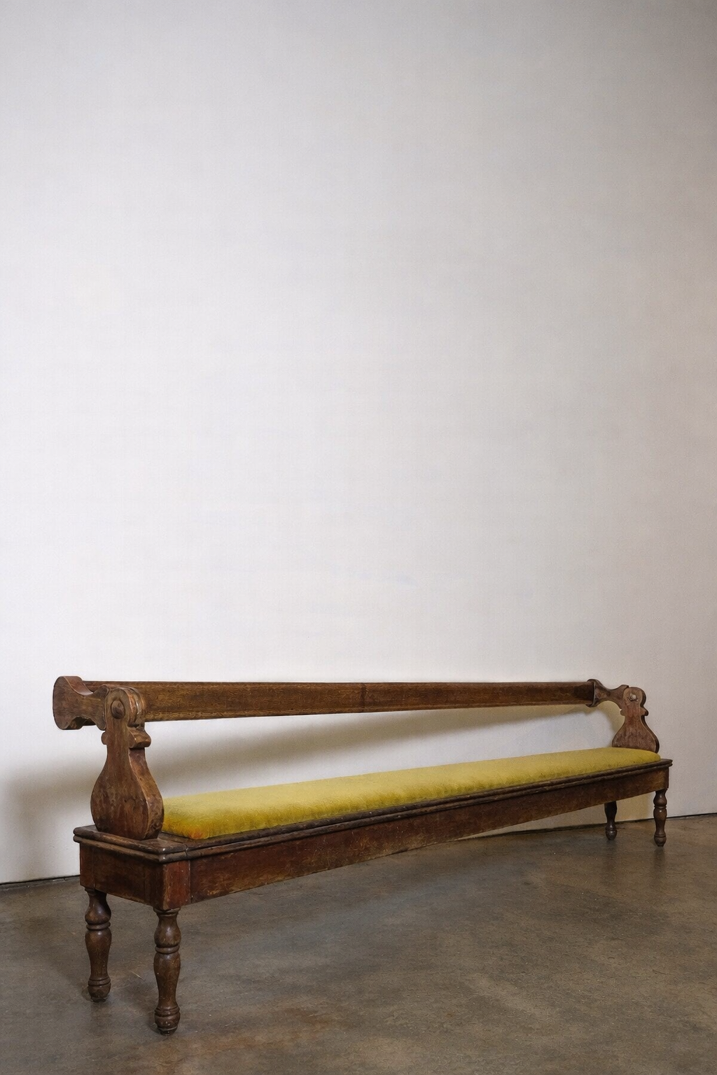 Vintage Wood and Velvet Bench