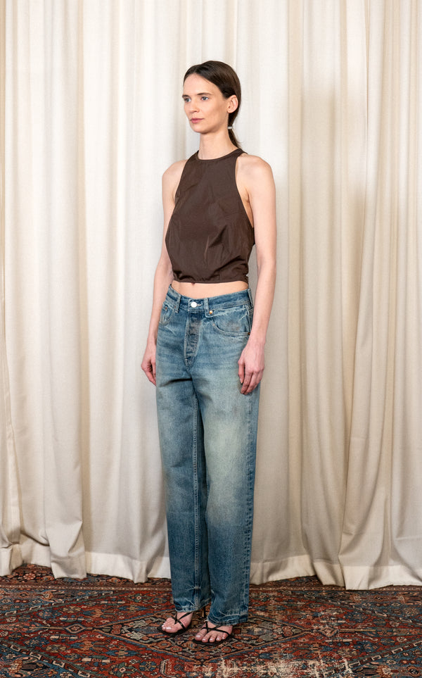 Beige Wash Baggy Jeans