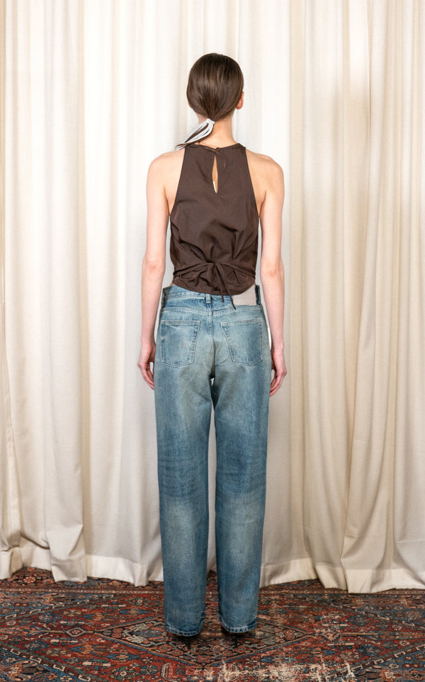 Beige Wash Baggy Jeans