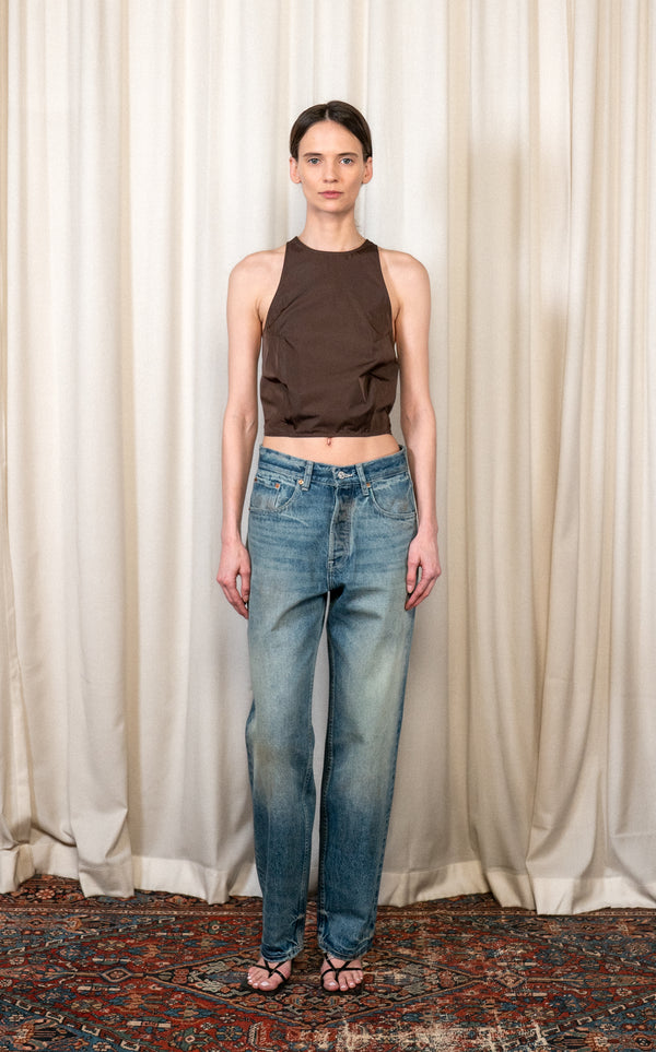 Beige Wash Baggy Jeans