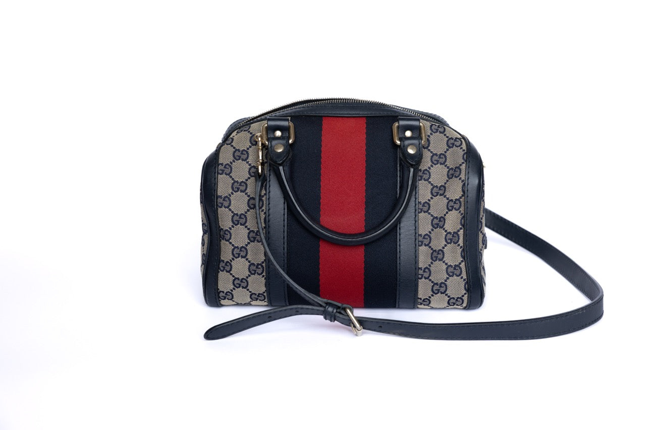 Vintage Gucci Web Boston Bag