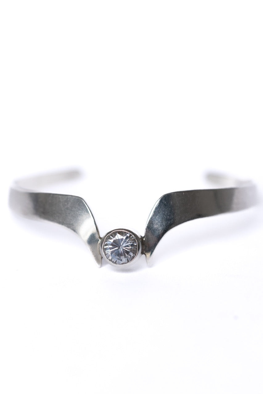 Vintage Sterling Silver Glass Cabochon Cuff