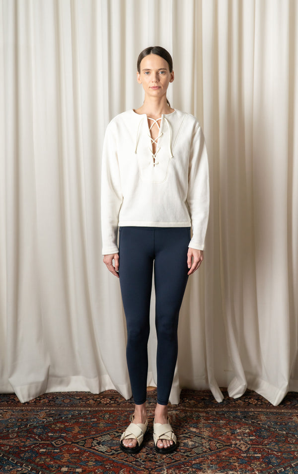 Bone Daphne Lace Up Sweater