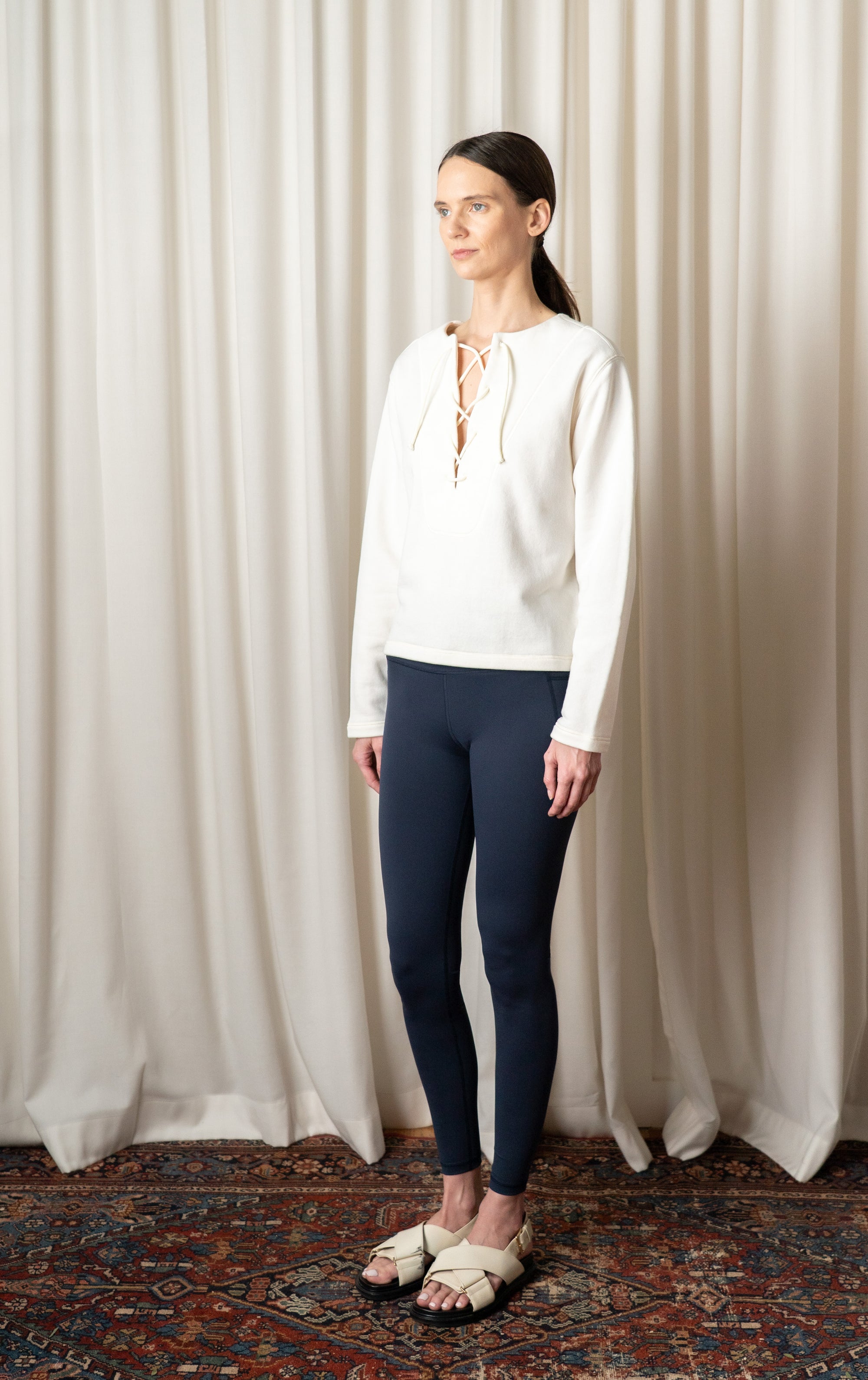 Bone Daphne Lace Up Sweater