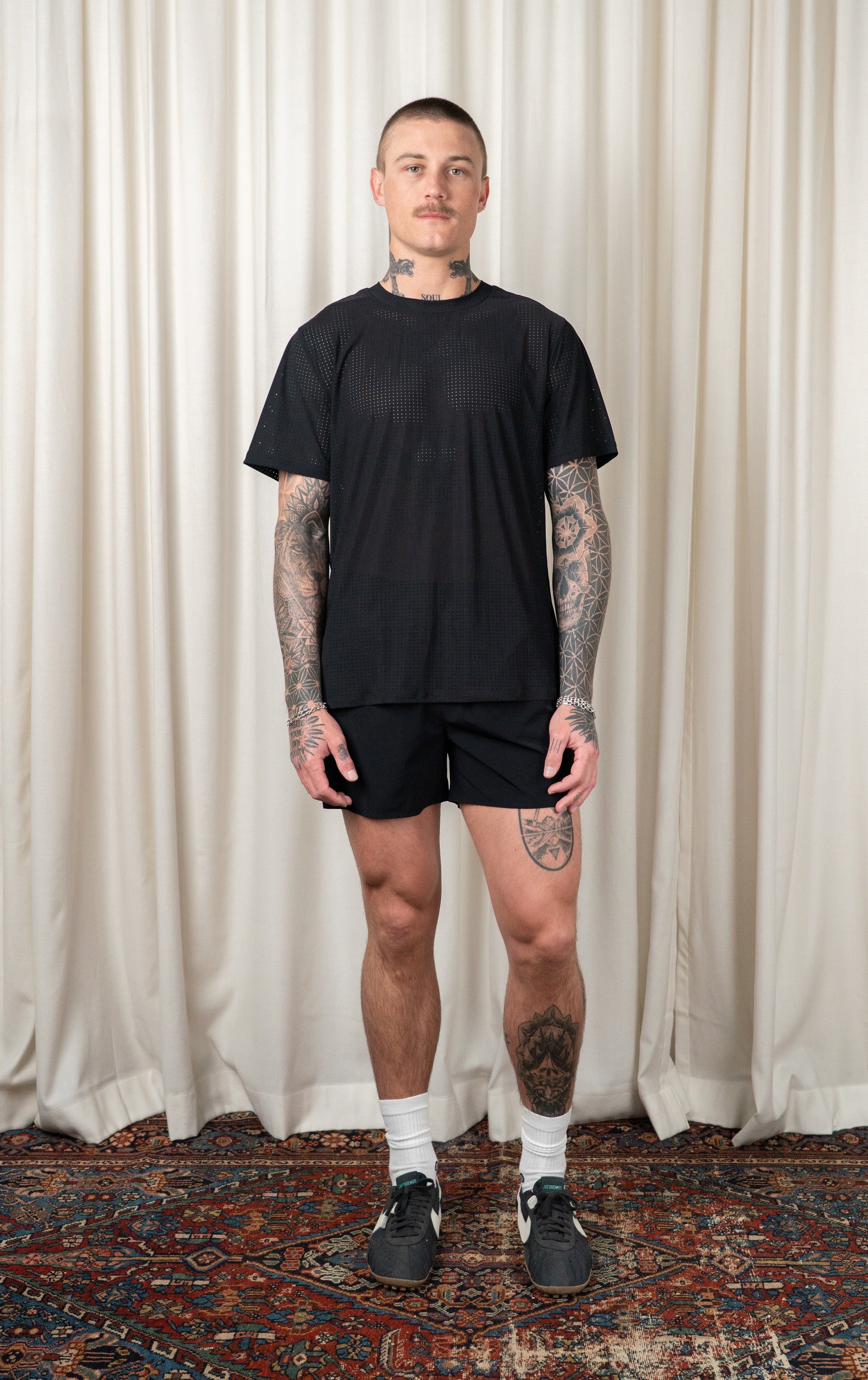 Black James Perforated Tee