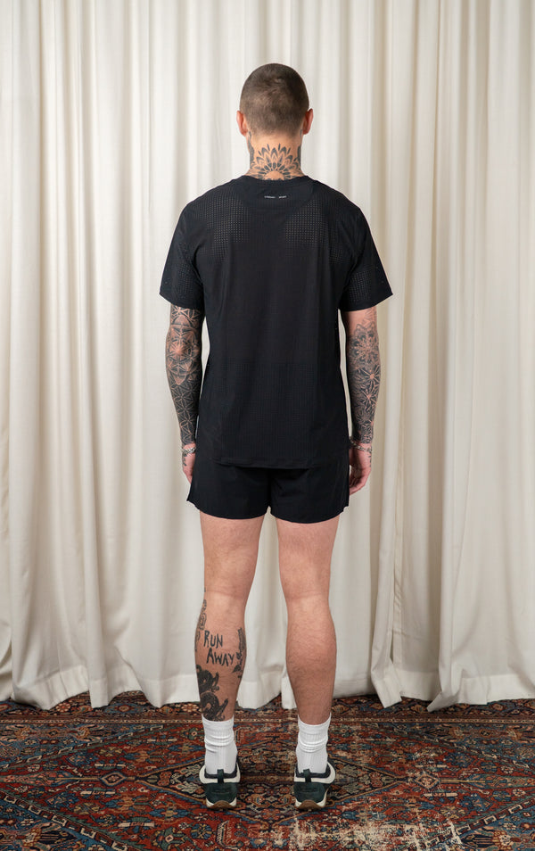 Black James Perforated Tee