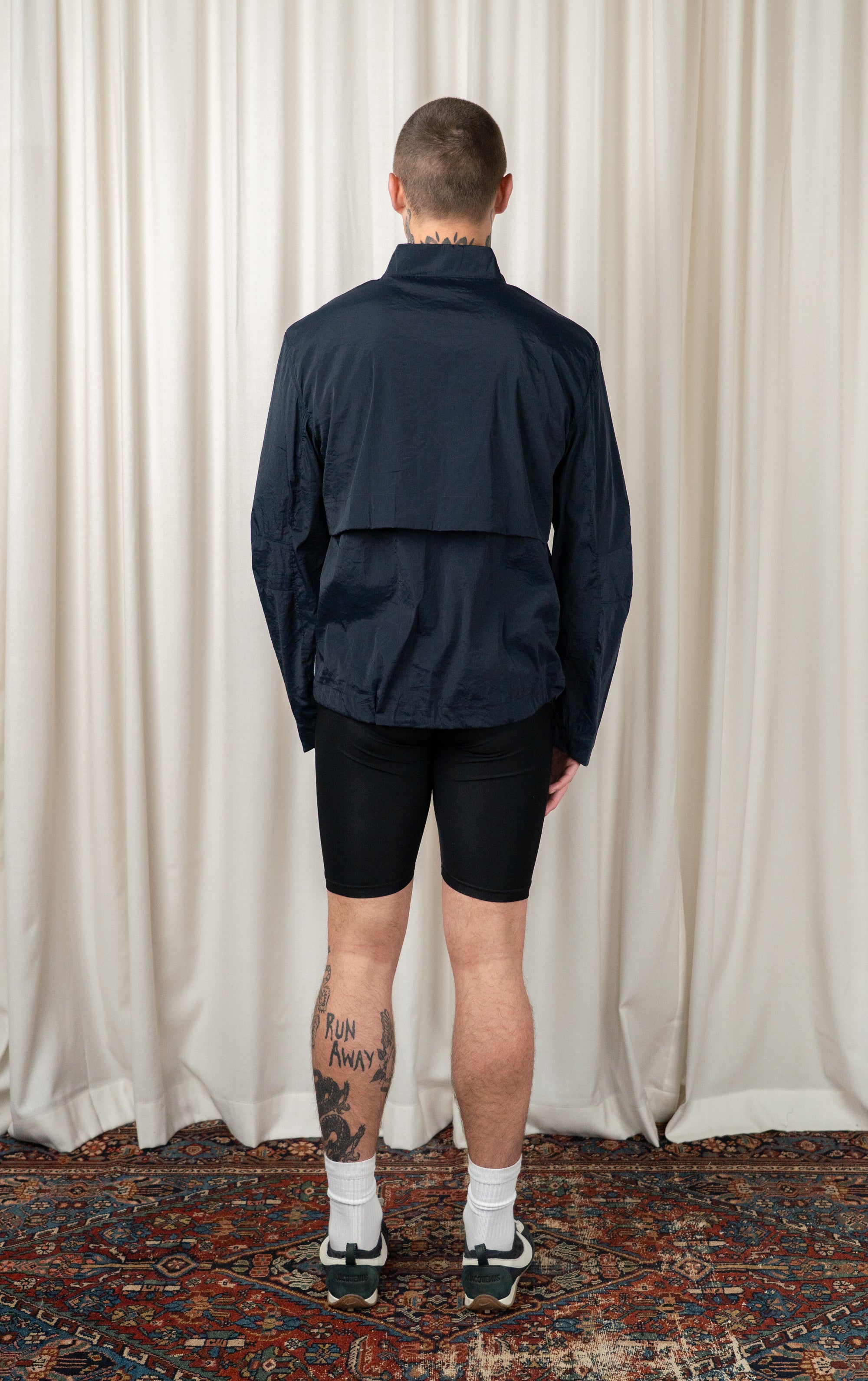 Navy Henry Stand Collar Run Jacket