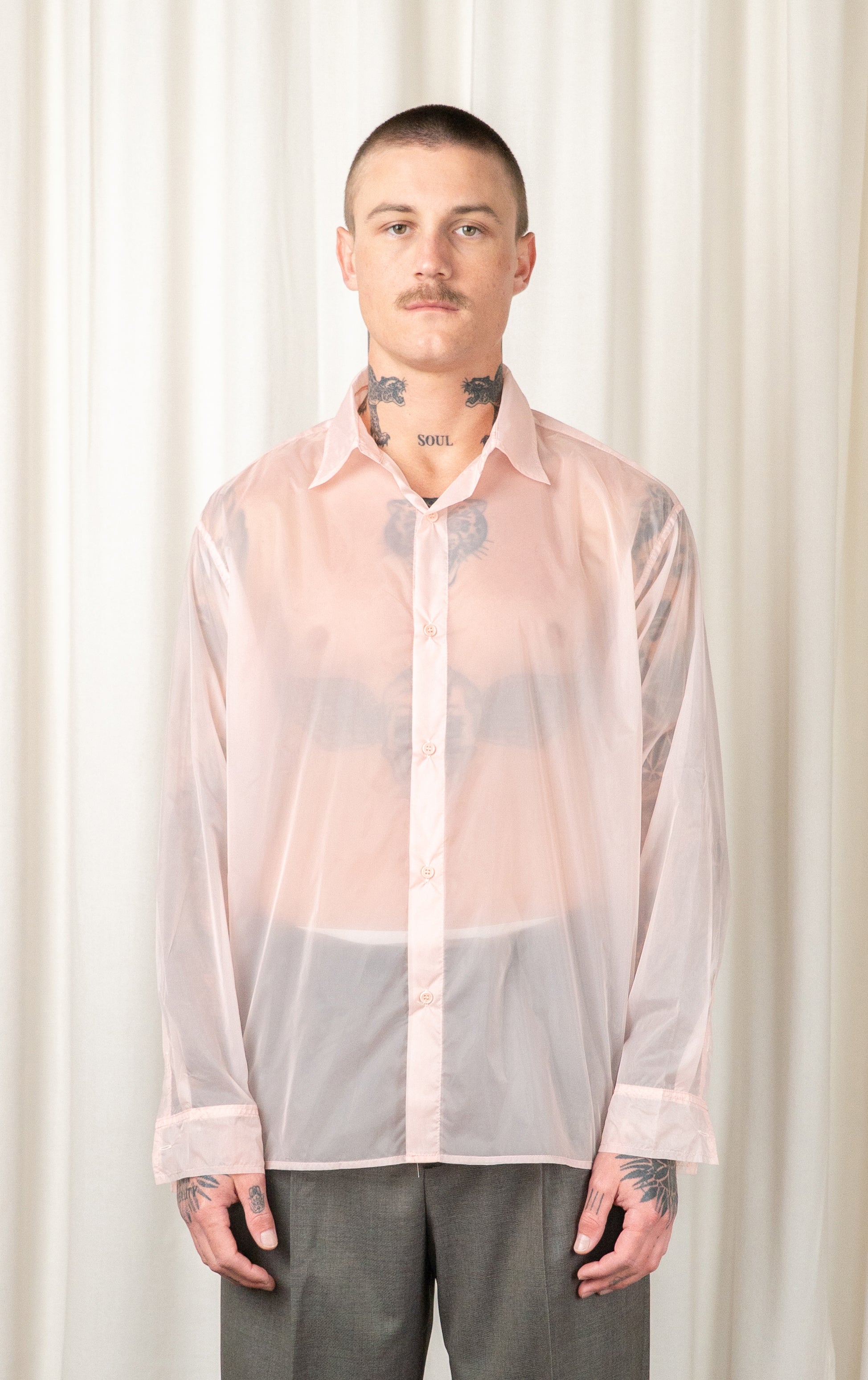 Pink Sheer Long-Sleeved Shirt