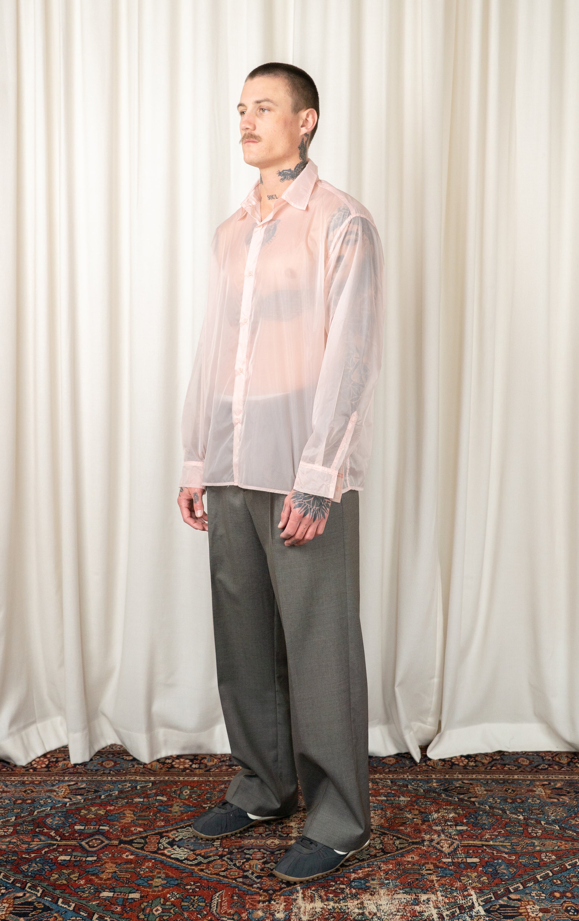 Pink Sheer Long-Sleeved Shirt