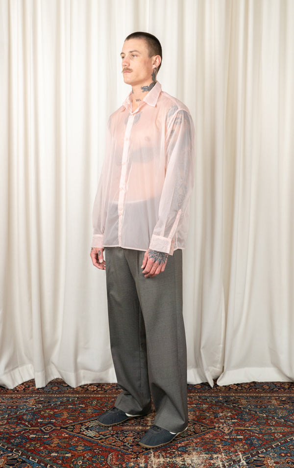 Pink Sheer Long-Sleeved Shirt