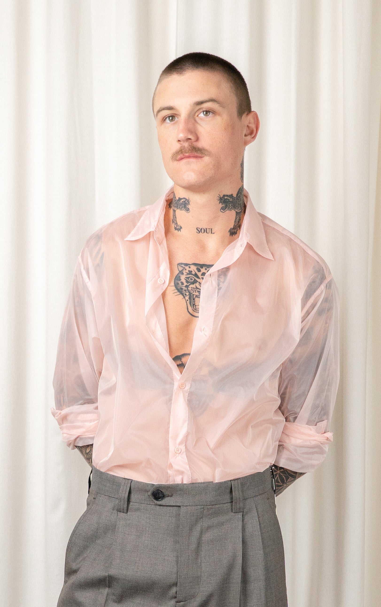 Pink Sheer Long-Sleeved Shirt