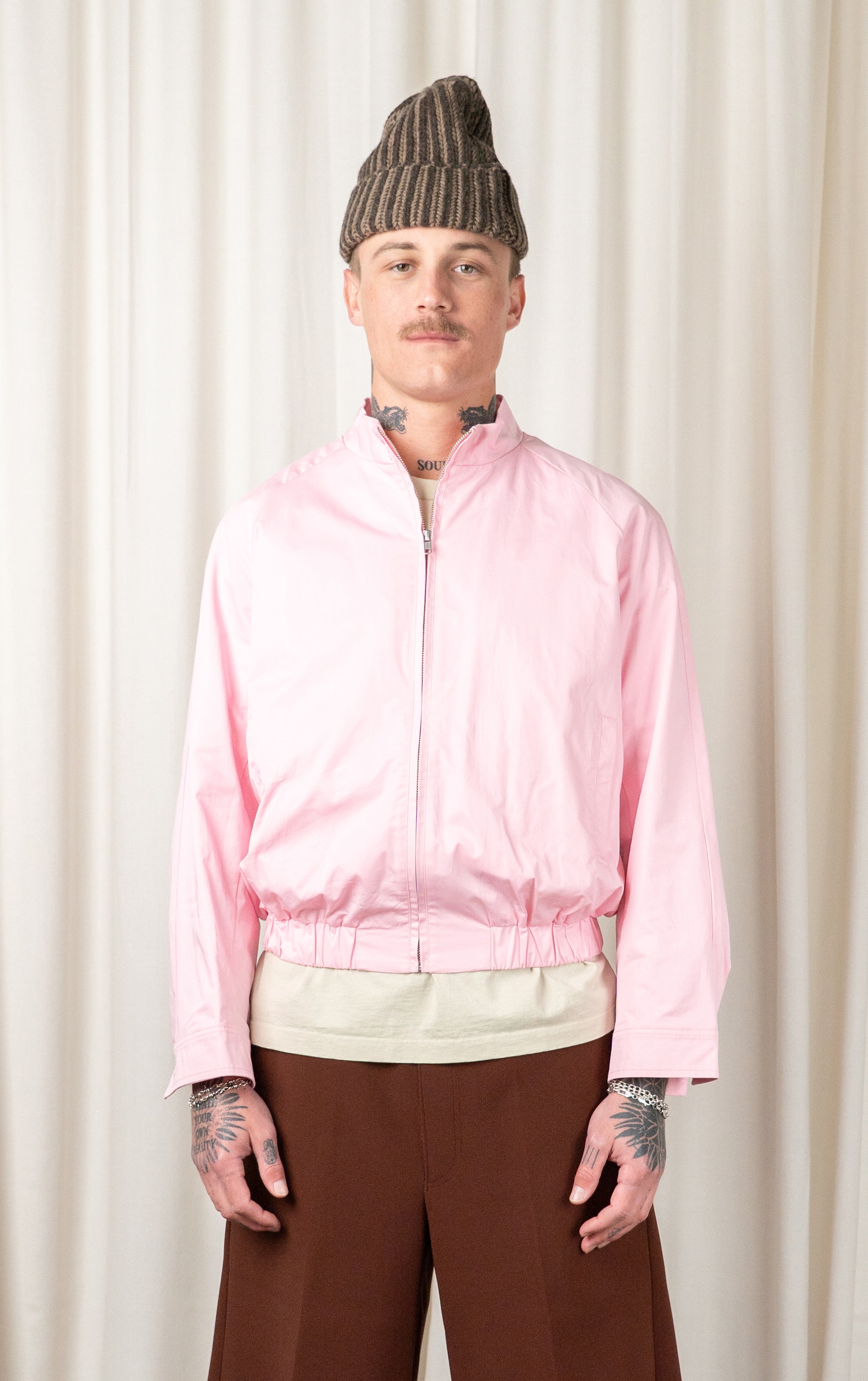Pink Cropped Jacket With Back Flap