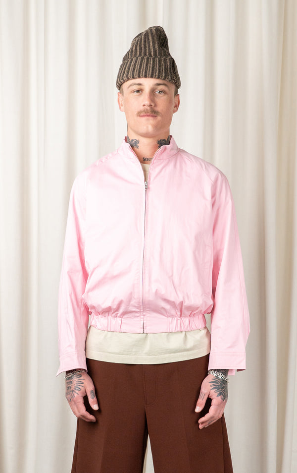 Pink Cropped Jacket With Back Flap