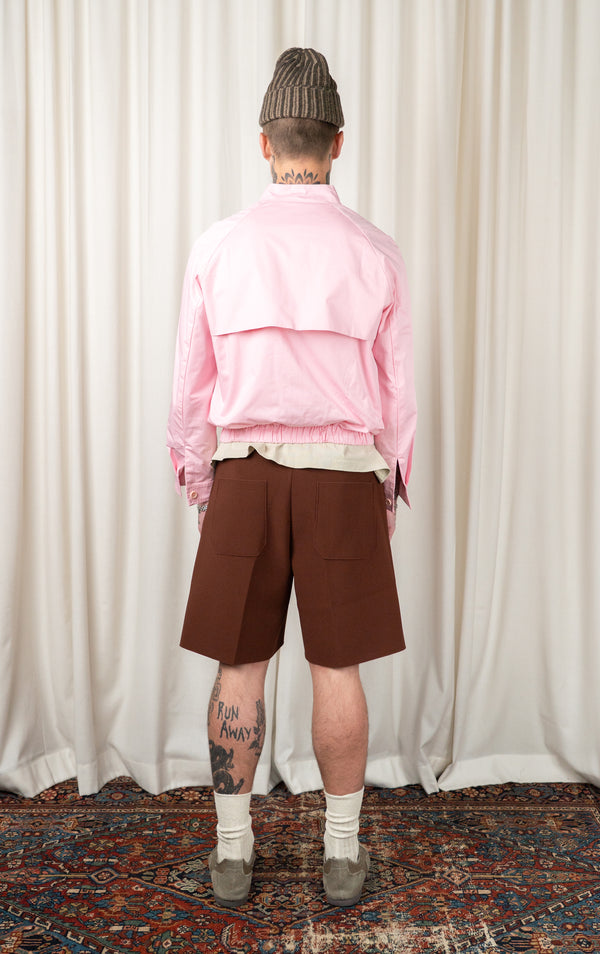 Pink Cropped Jacket With Back Flap