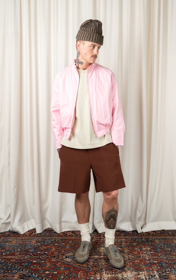 Pink Cropped Jacket With Back Flap