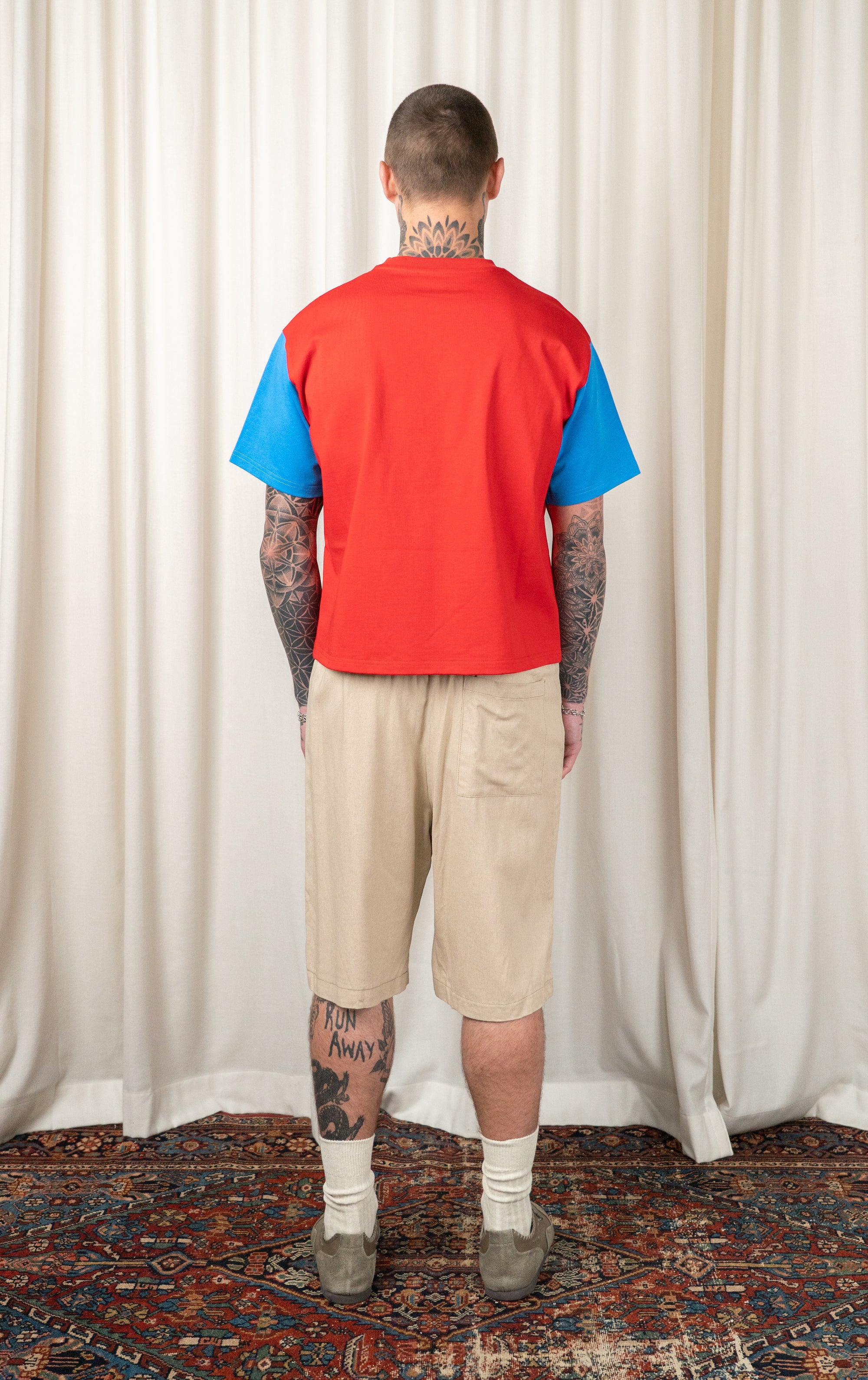 Red/Blue Contrast Sleeve T-shirt