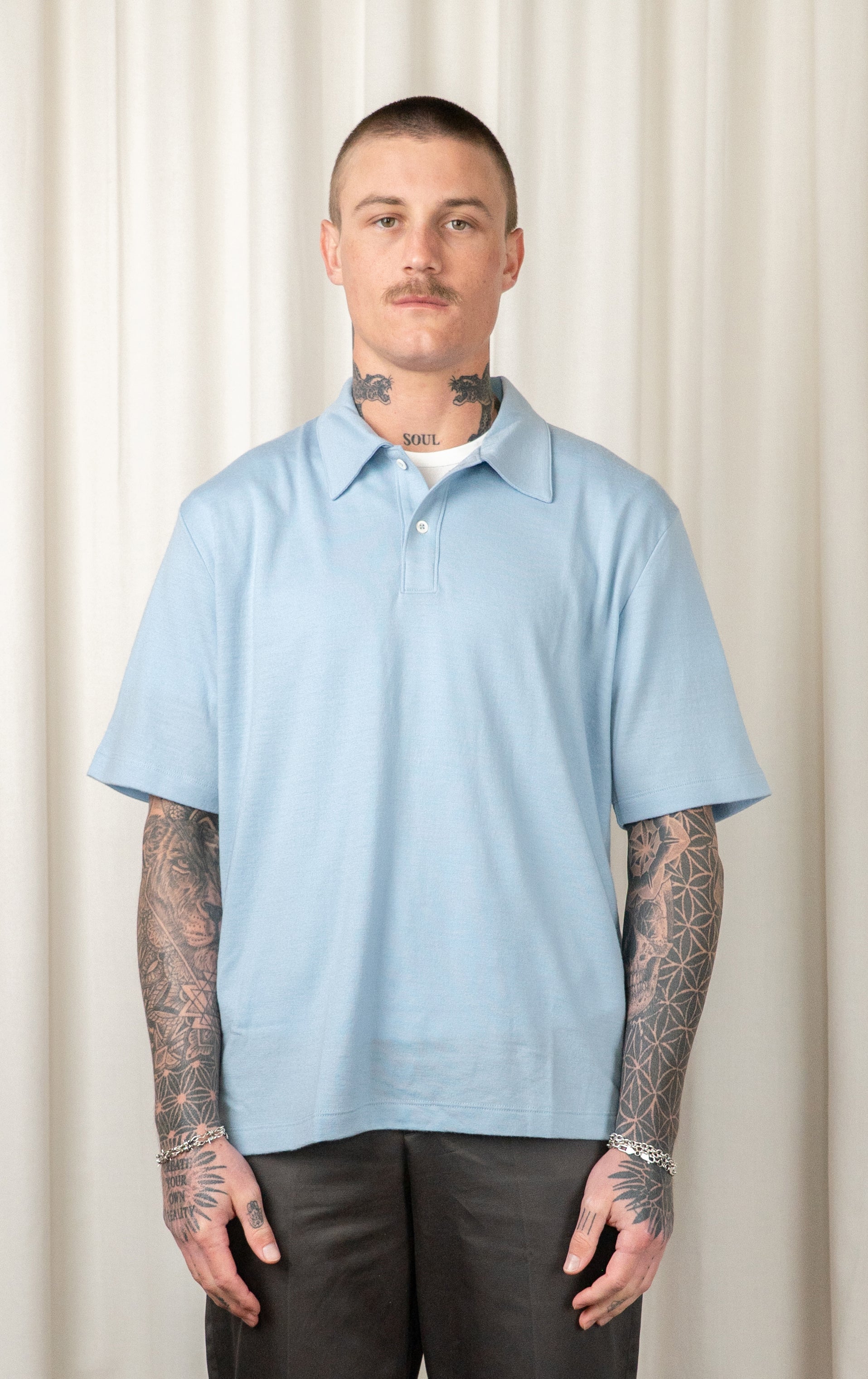 Light Blue Summer Wool Polo