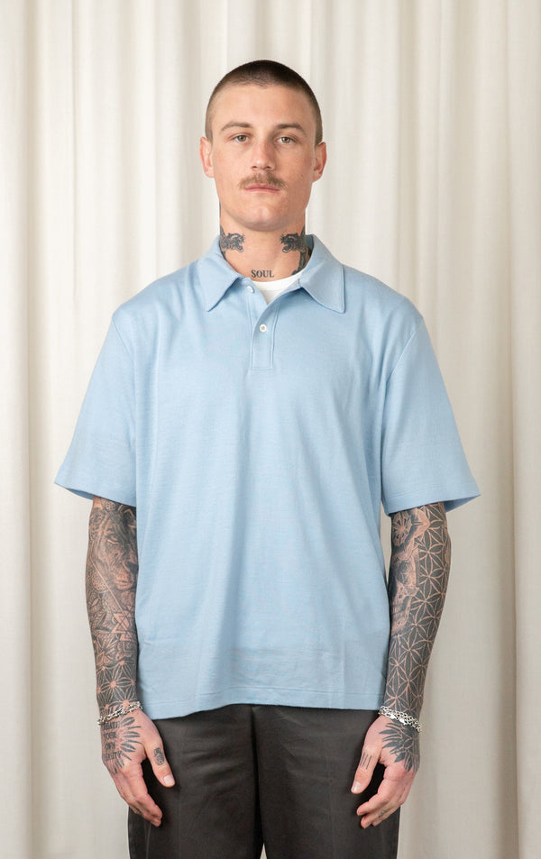 Light Blue Summer Wool Polo