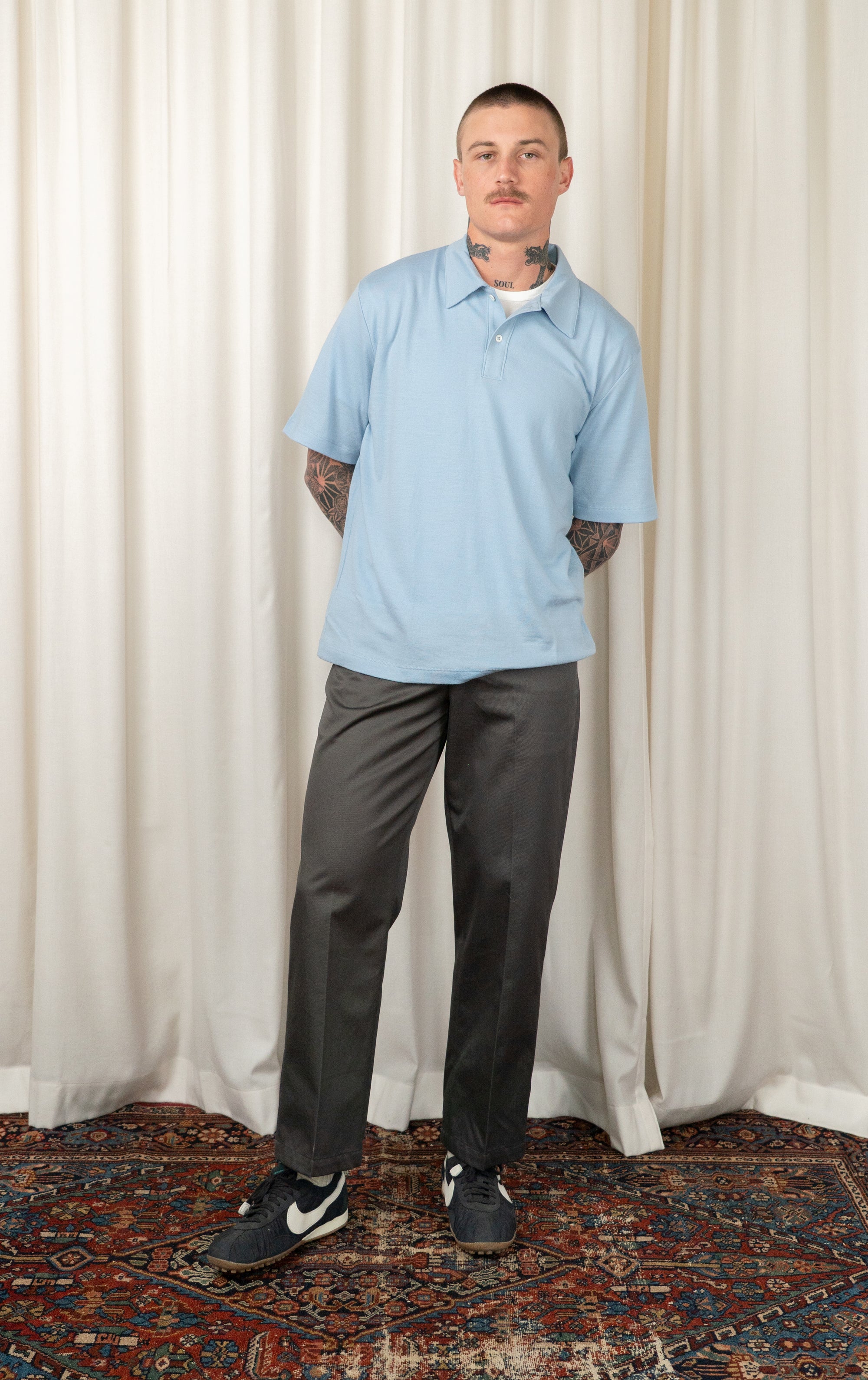 Light Blue Summer Wool Polo