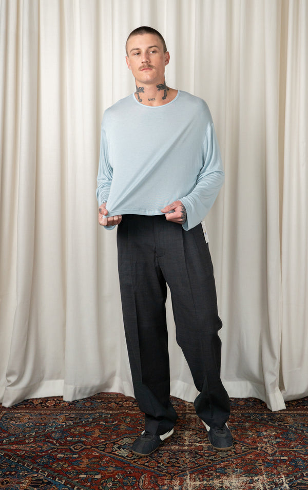 Baby Blue Cropped Oversized Sweater