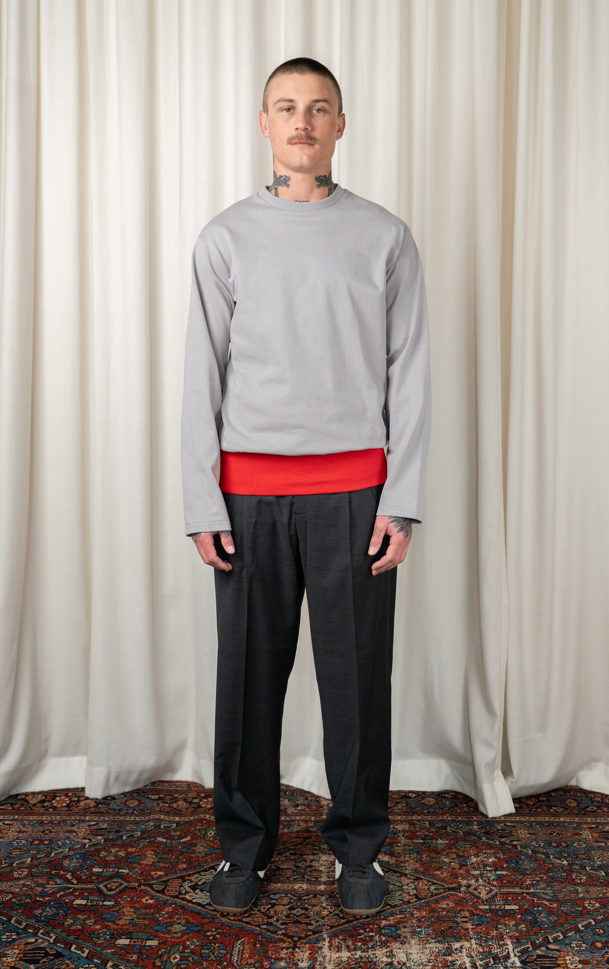 Grey/Red Contrast Waistband T-shirt