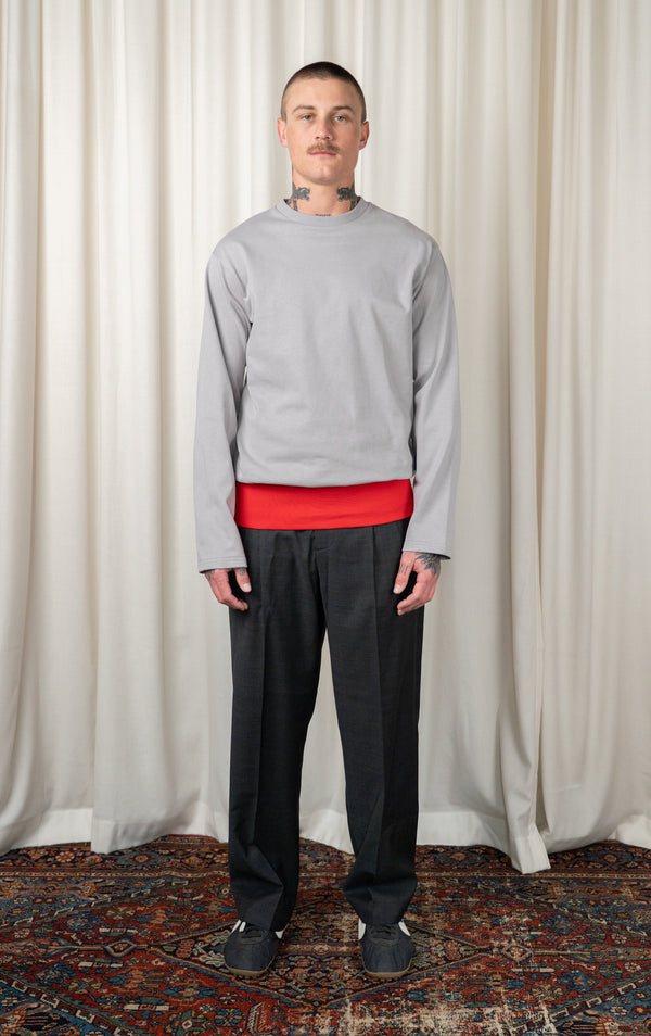 Grey/Red Contrast Waistband T-shirt