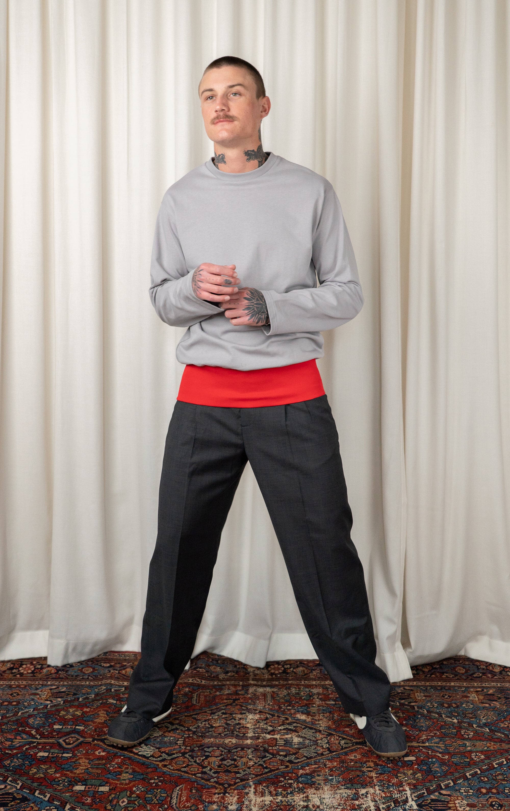 Grey/Red Contrast Waistband T-shirt