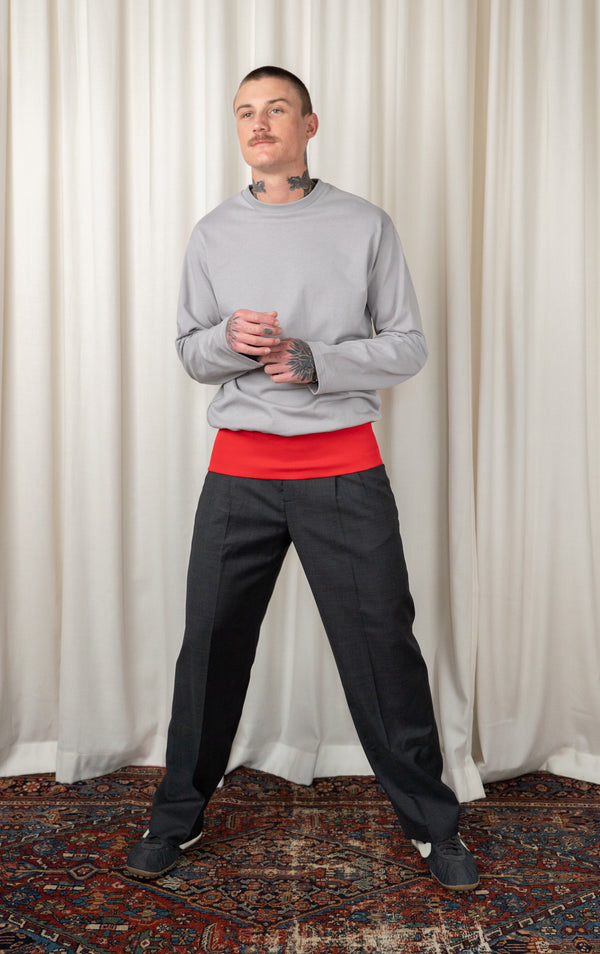 Grey/Red Contrast Waistband T-shirt