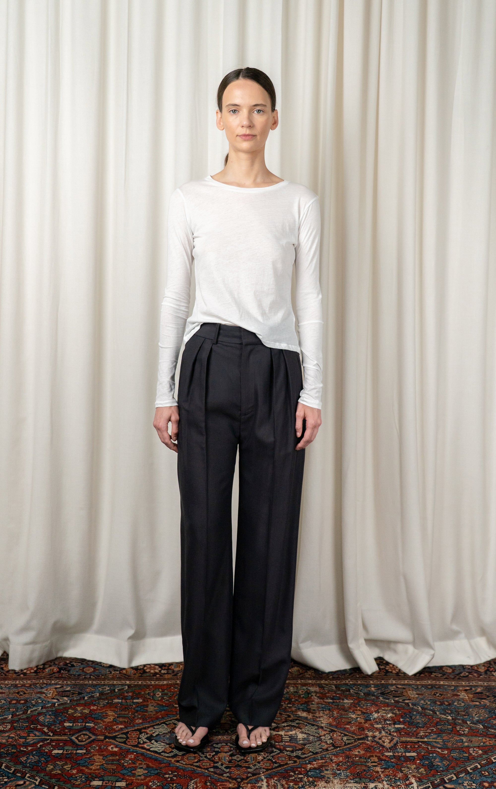 Washed Black Aiden Pleated Trouser