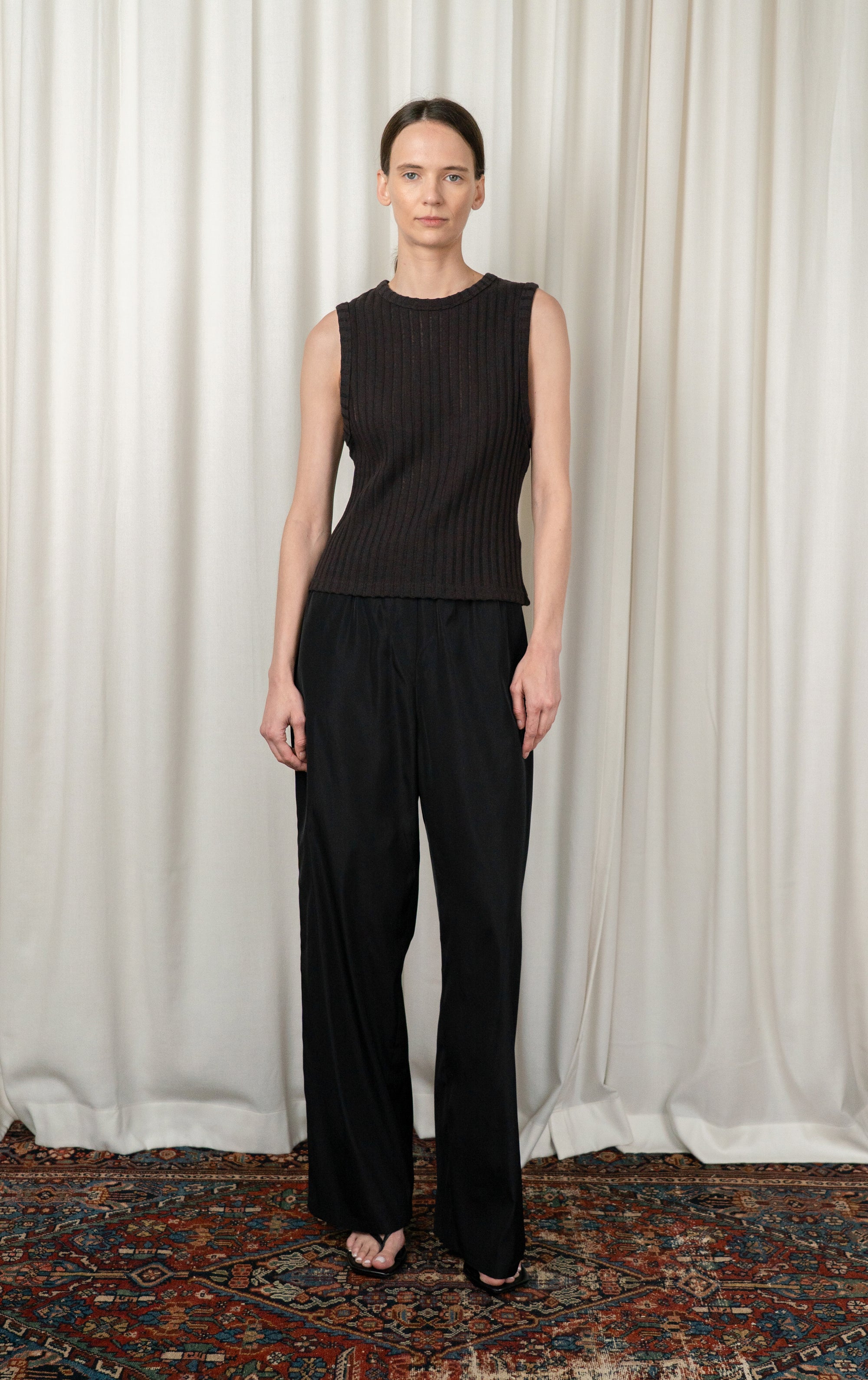 Dark Brown Ajour Stripe Vacant Top