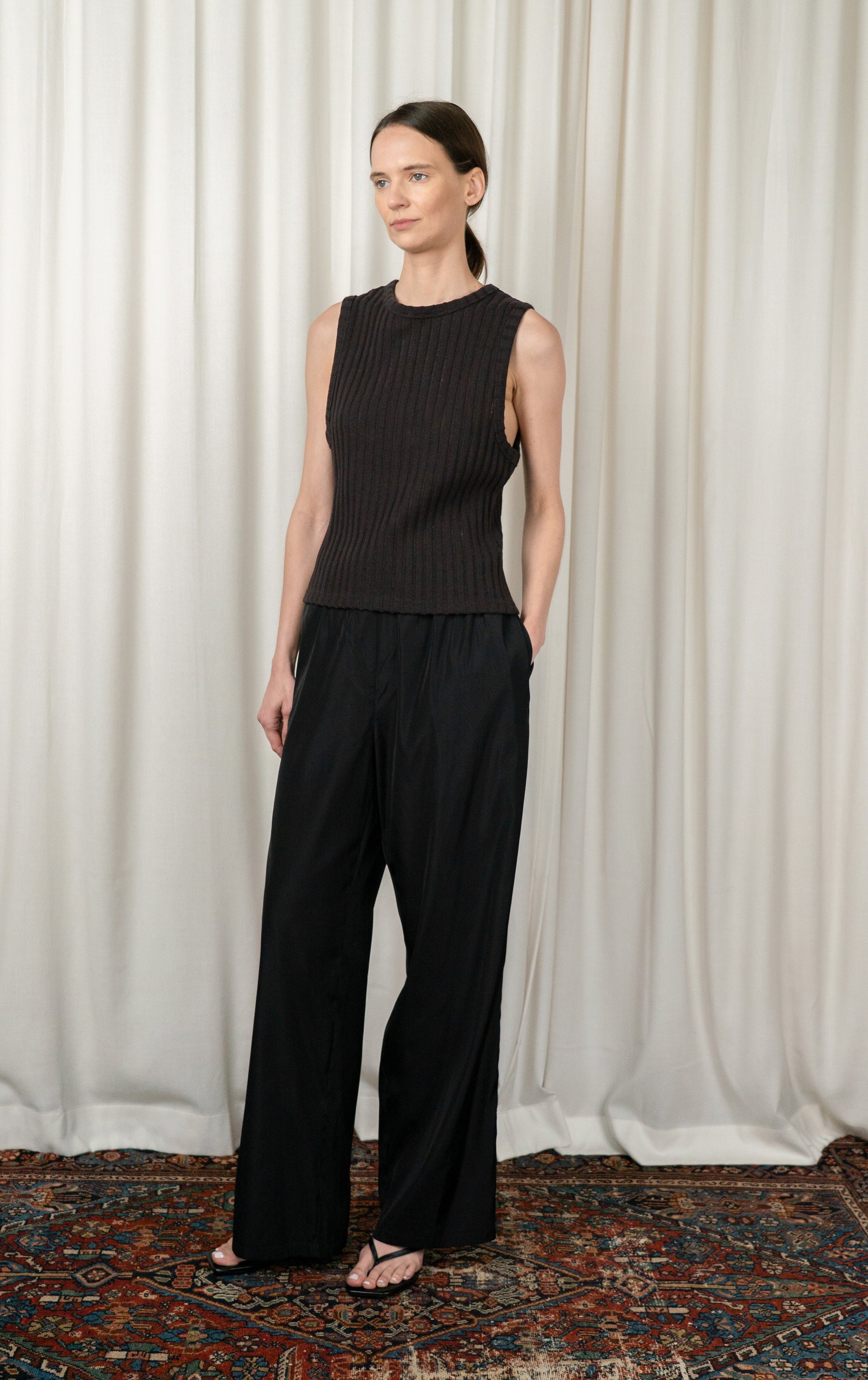 Dark Brown Ajour Stripe Vacant Top