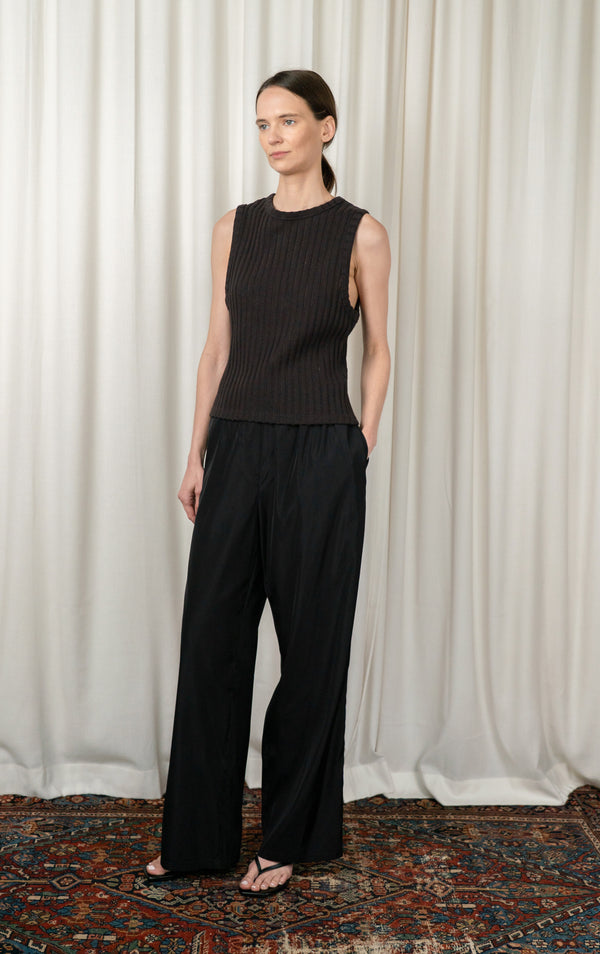 Dark Brown Ajour Stripe Vacant Top