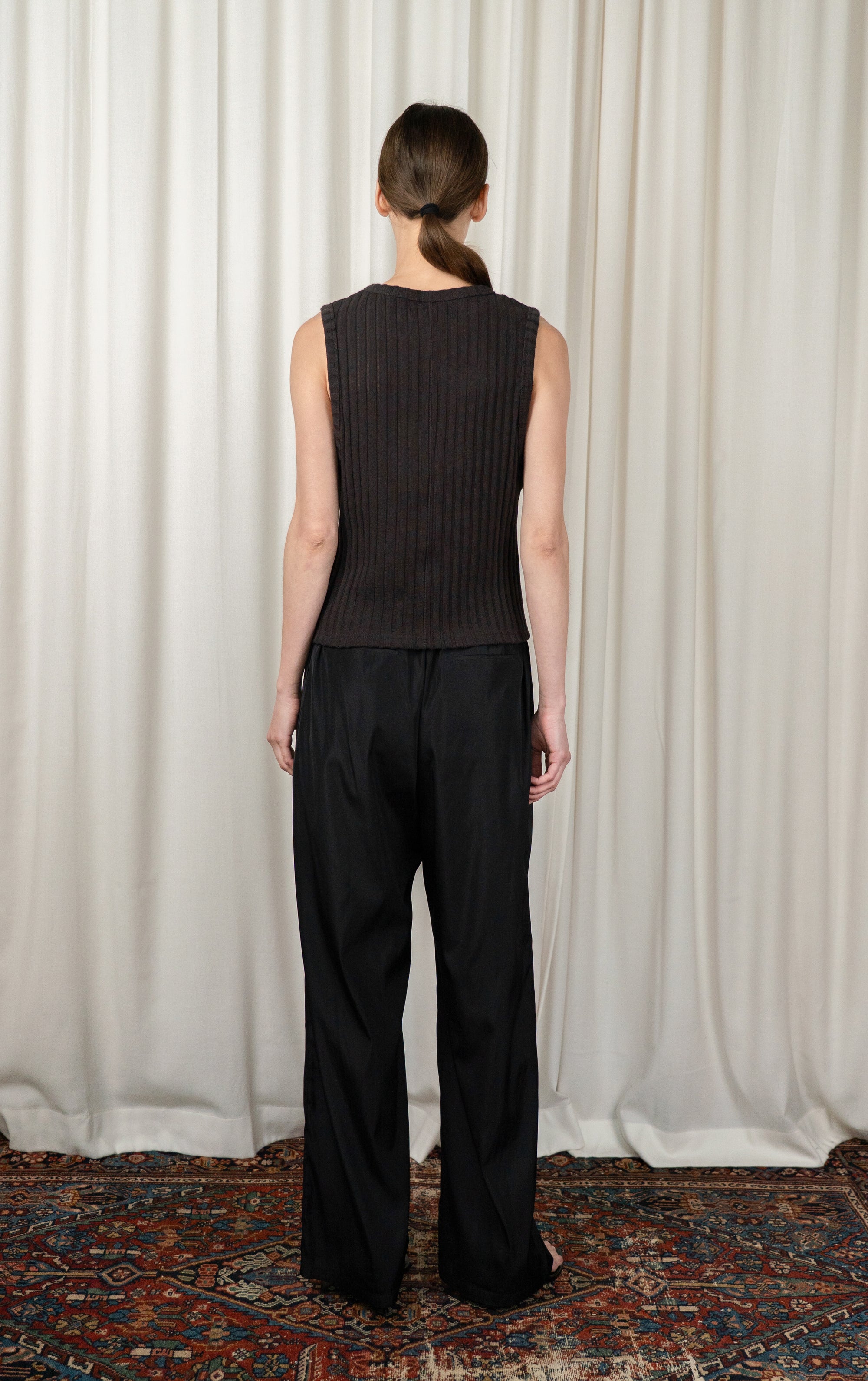 Dark Brown Ajour Stripe Vacant Top