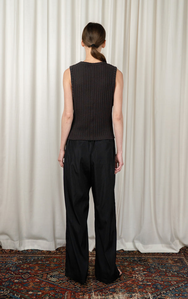 Dark Brown Ajour Stripe Vacant Top