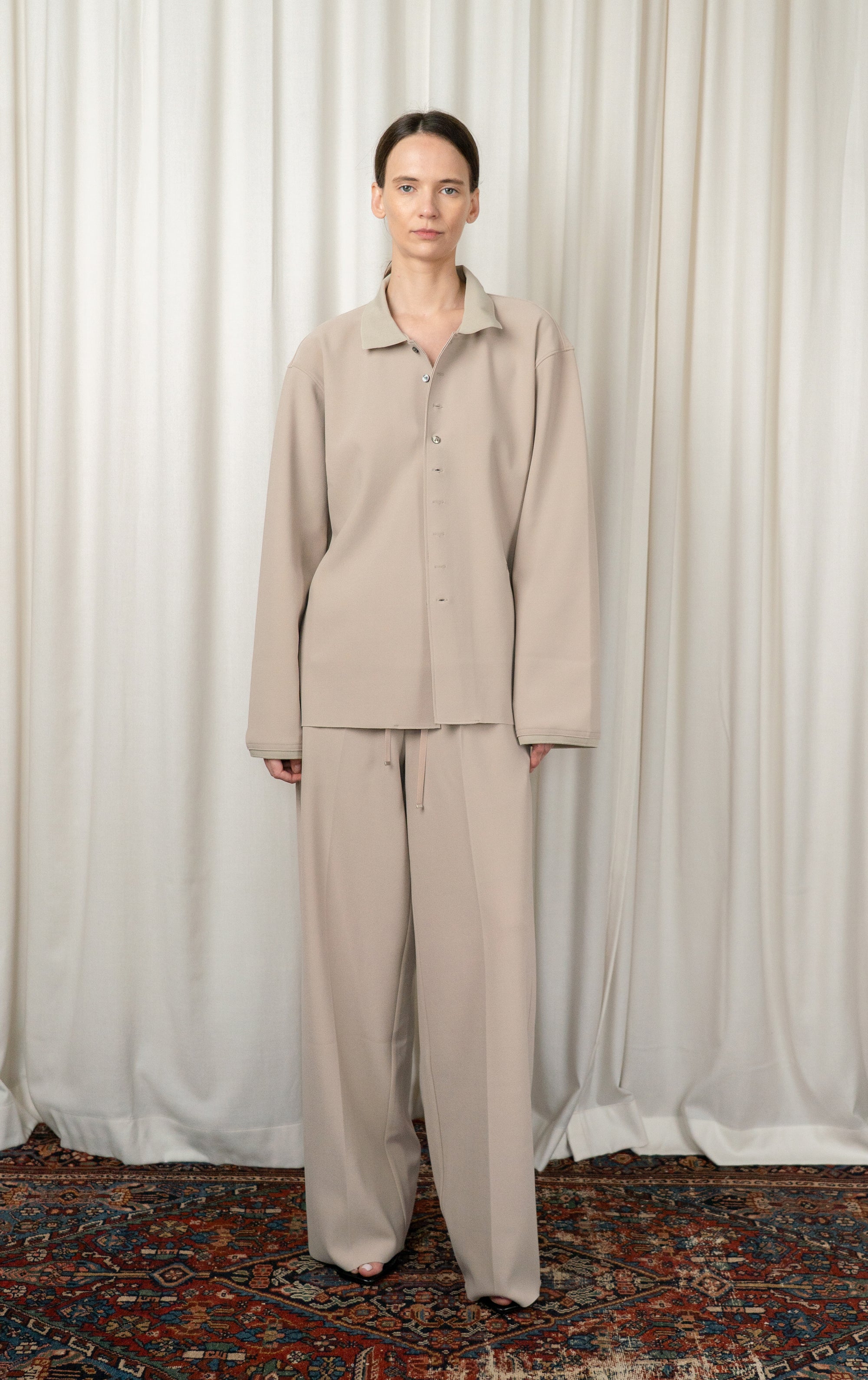 Sand LAY2 Rib Collared Shirt