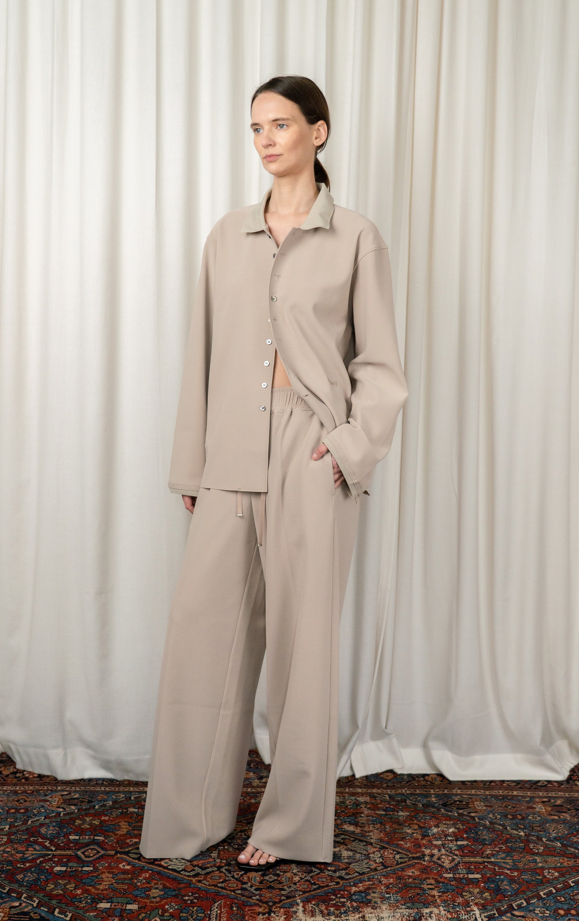 Sand LAY2 Rib Collared Shirt