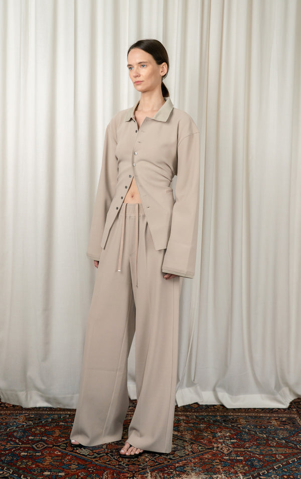 Sand LAY2 Rib Collared Shirt