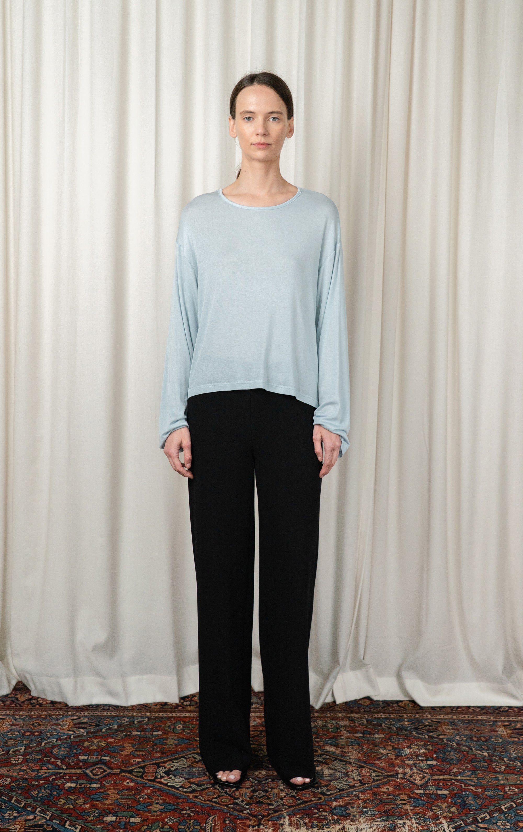 Baby Blue Cropped Oversized Sweater