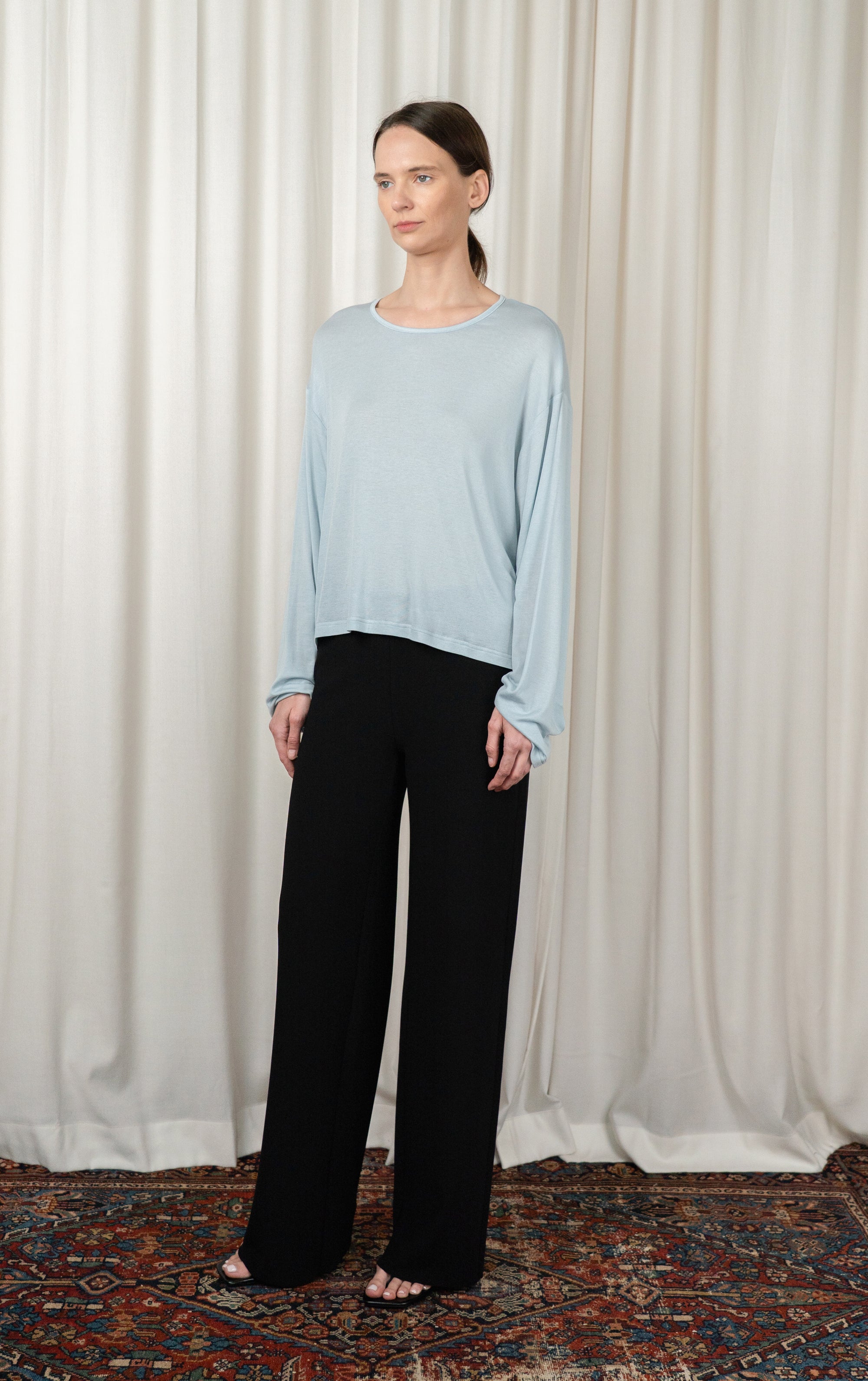 Baby Blue Cropped Oversized Sweater