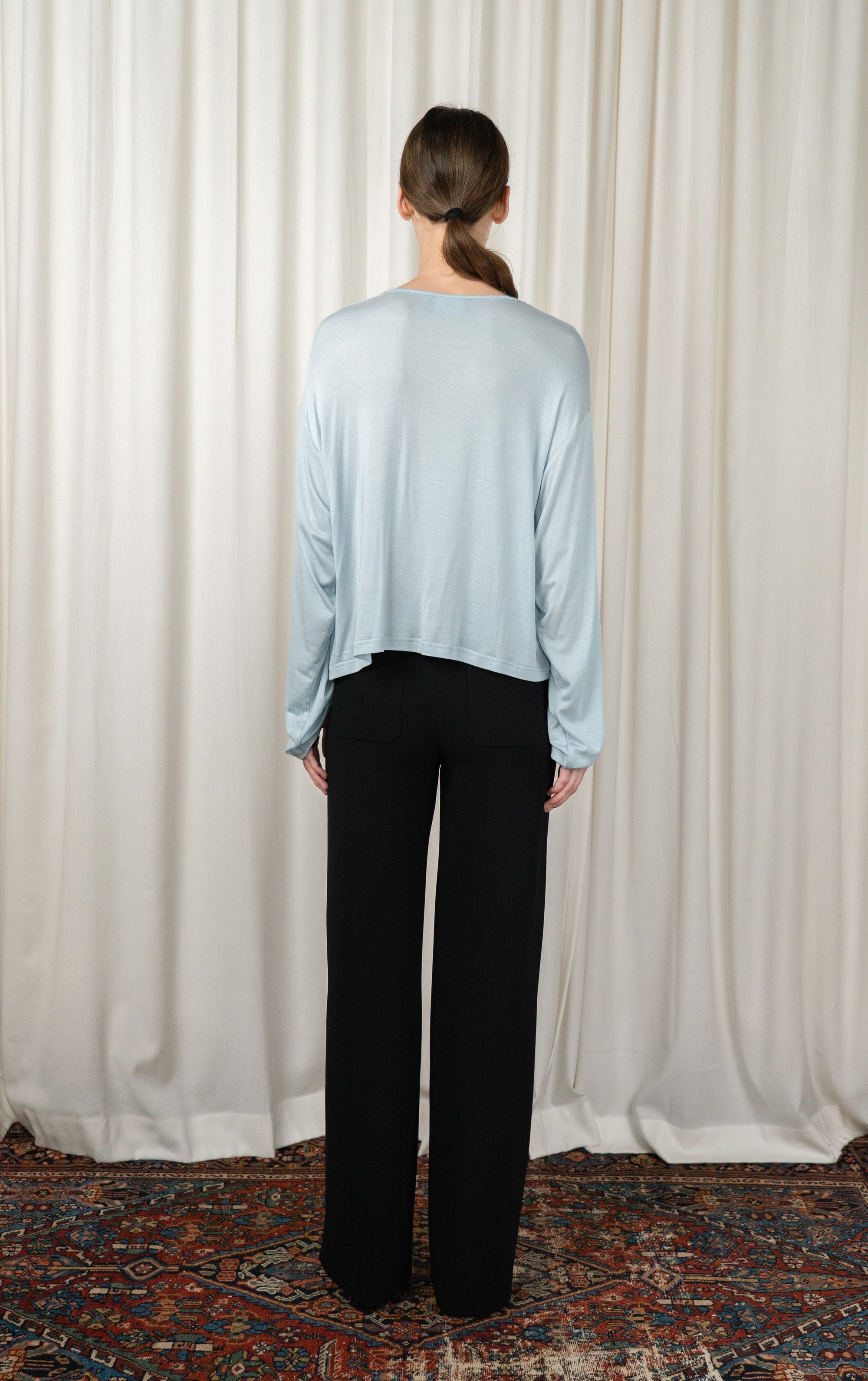 Baby Blue Cropped Oversized Sweater