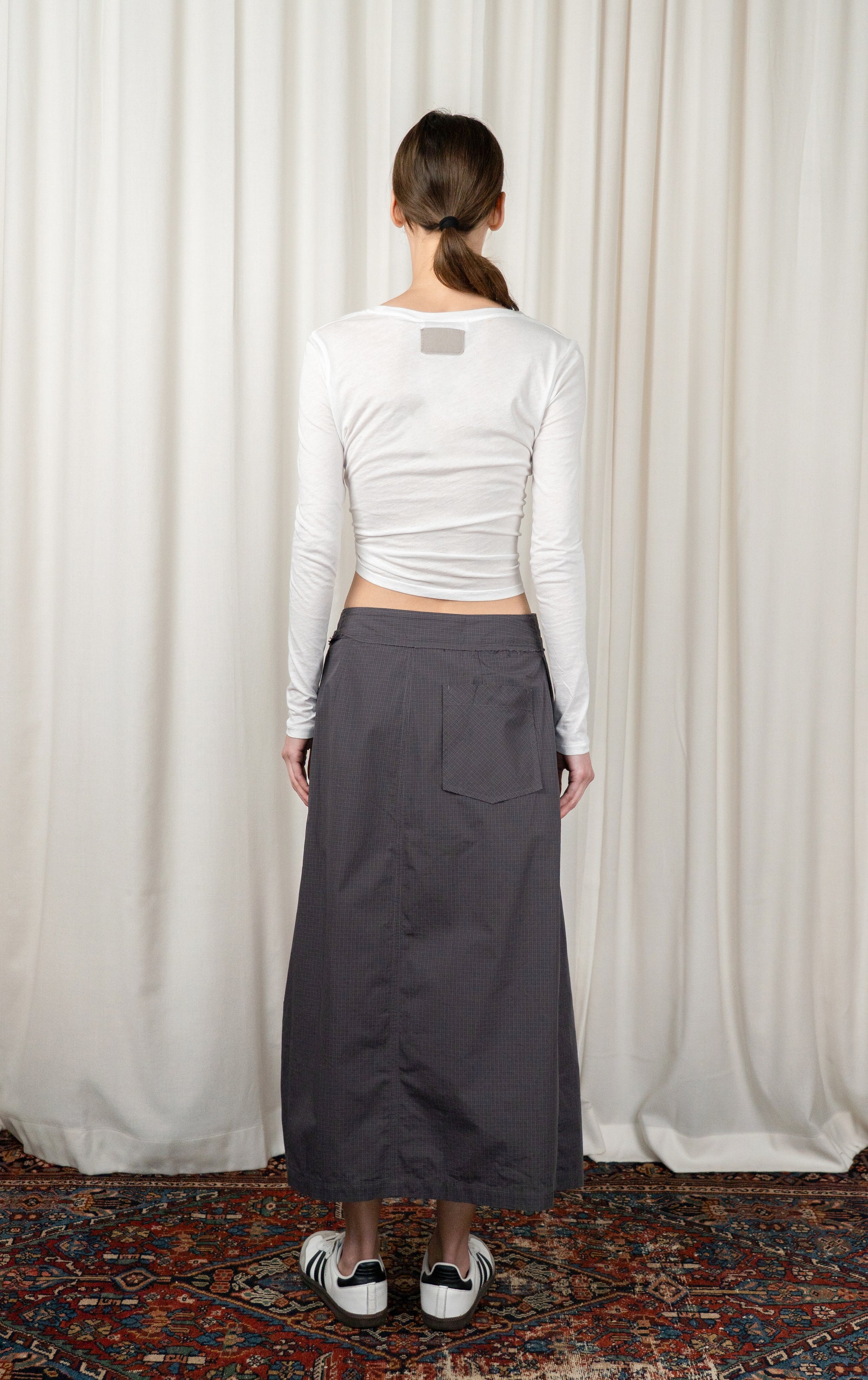 Mushroom Micro Check Classic Wrap Skirt