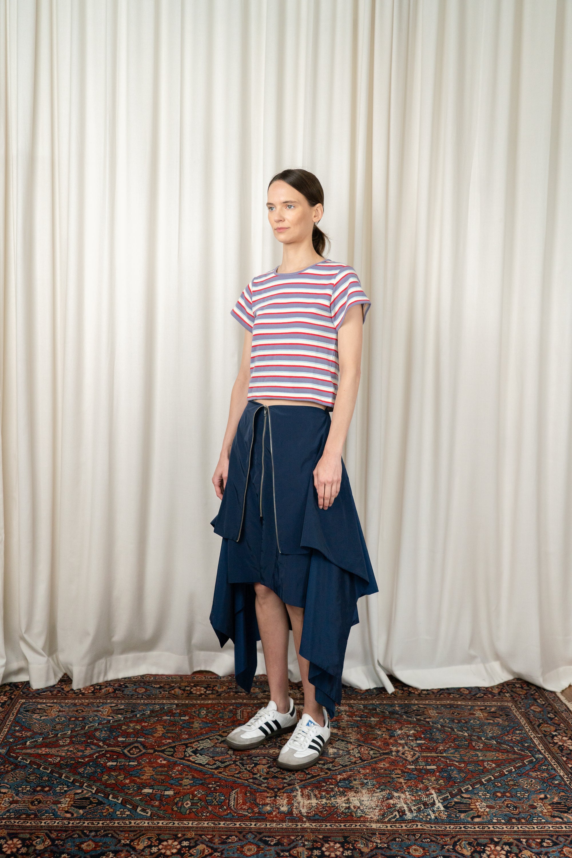 Navy Midi Poncho Skirt