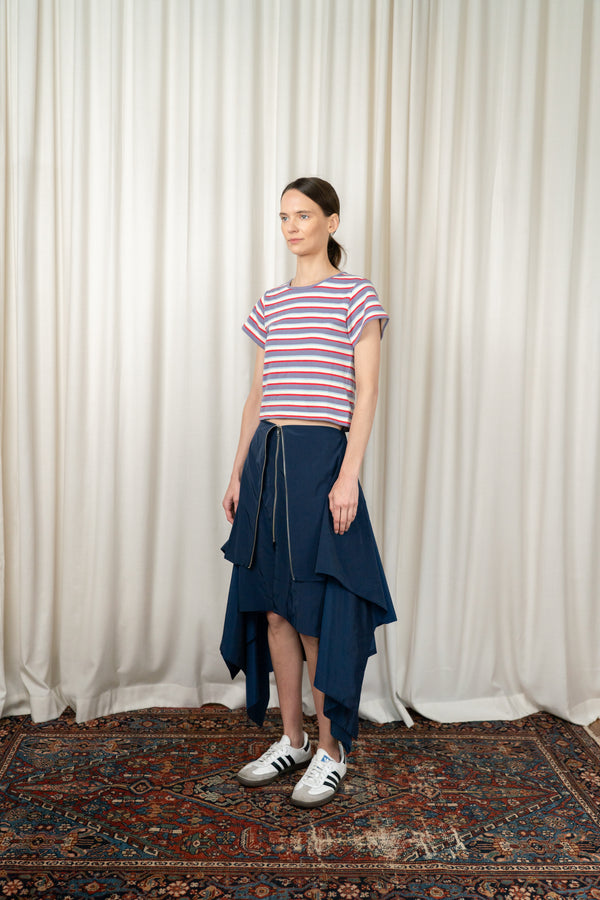 Navy Midi Poncho Skirt