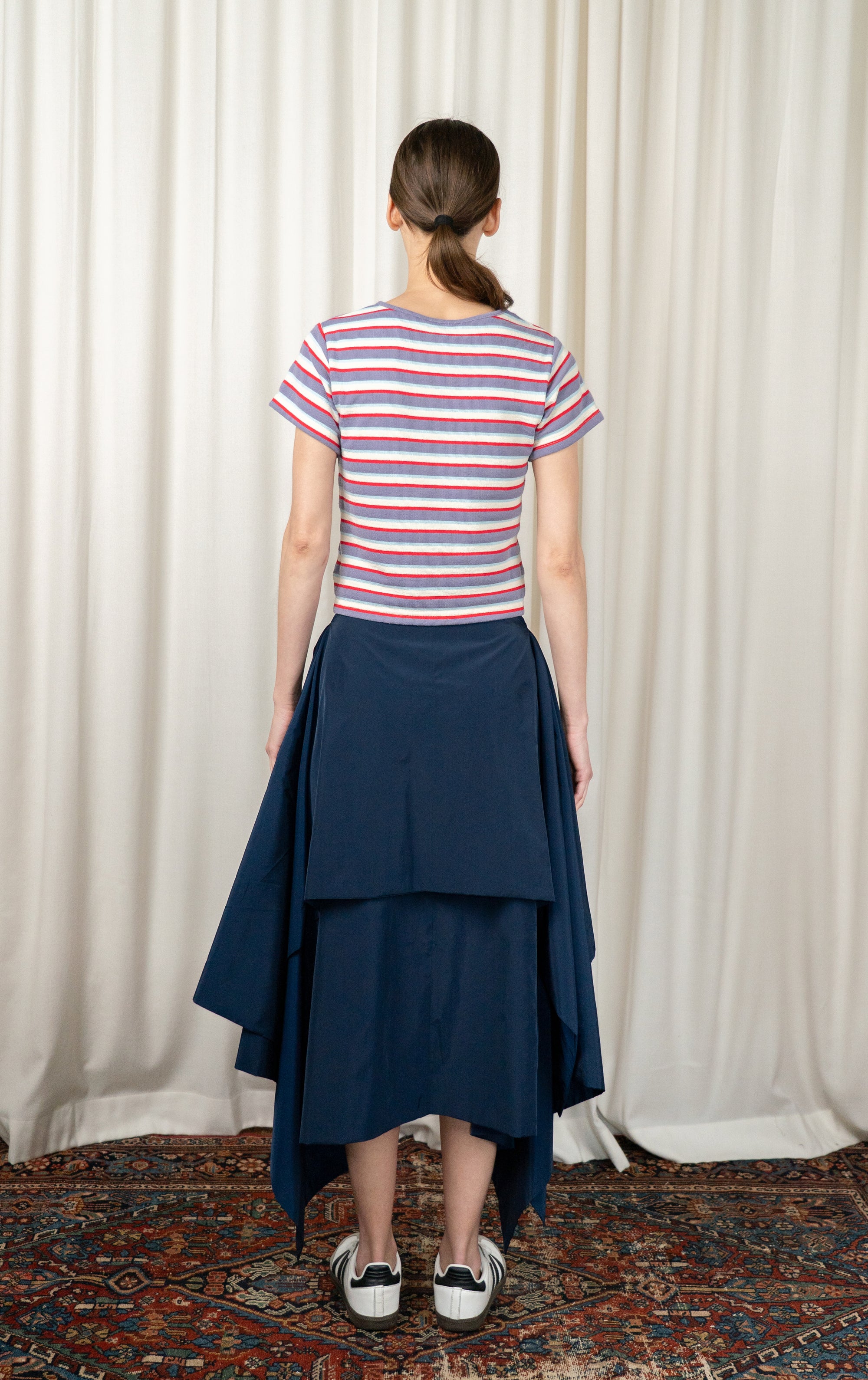 Navy Midi Poncho Skirt