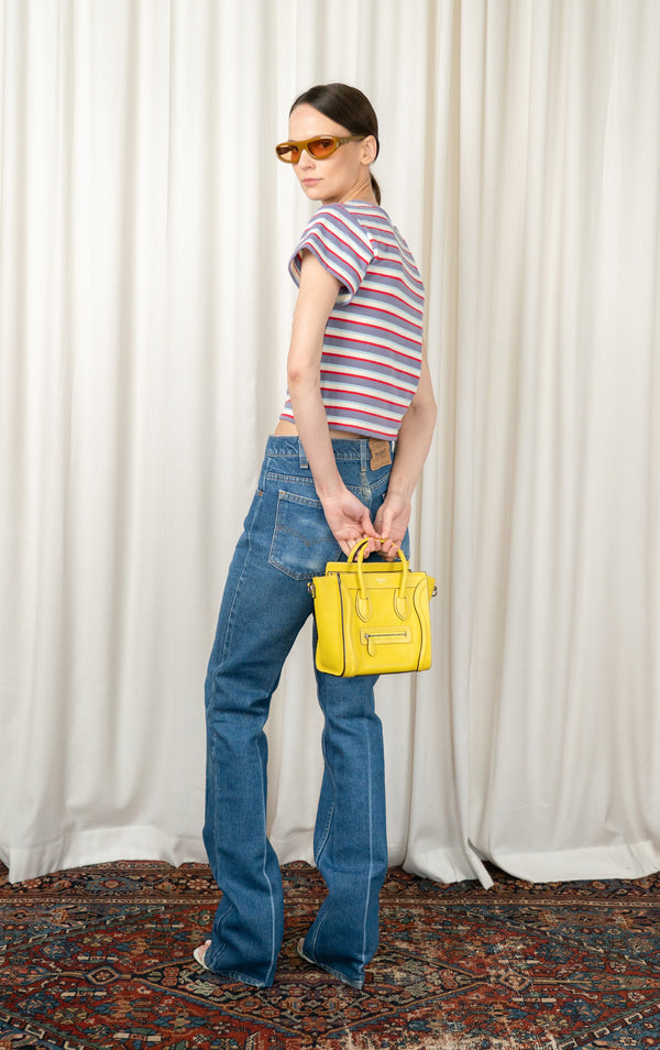 Red Cropped Striped T-shirt
